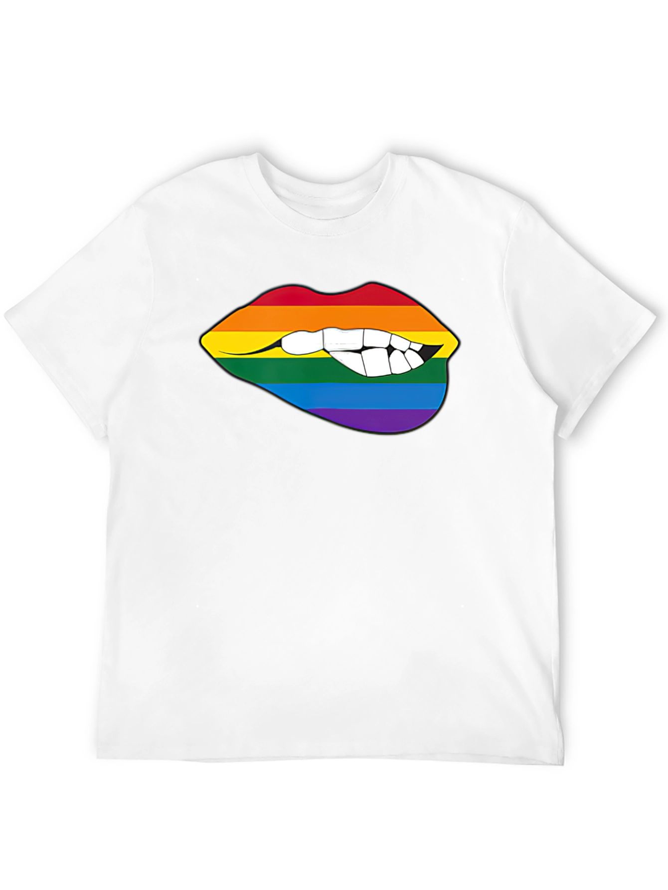 Rainbow Lips Bite Graphic Tee - LGBTQ+ Pride Shirt
