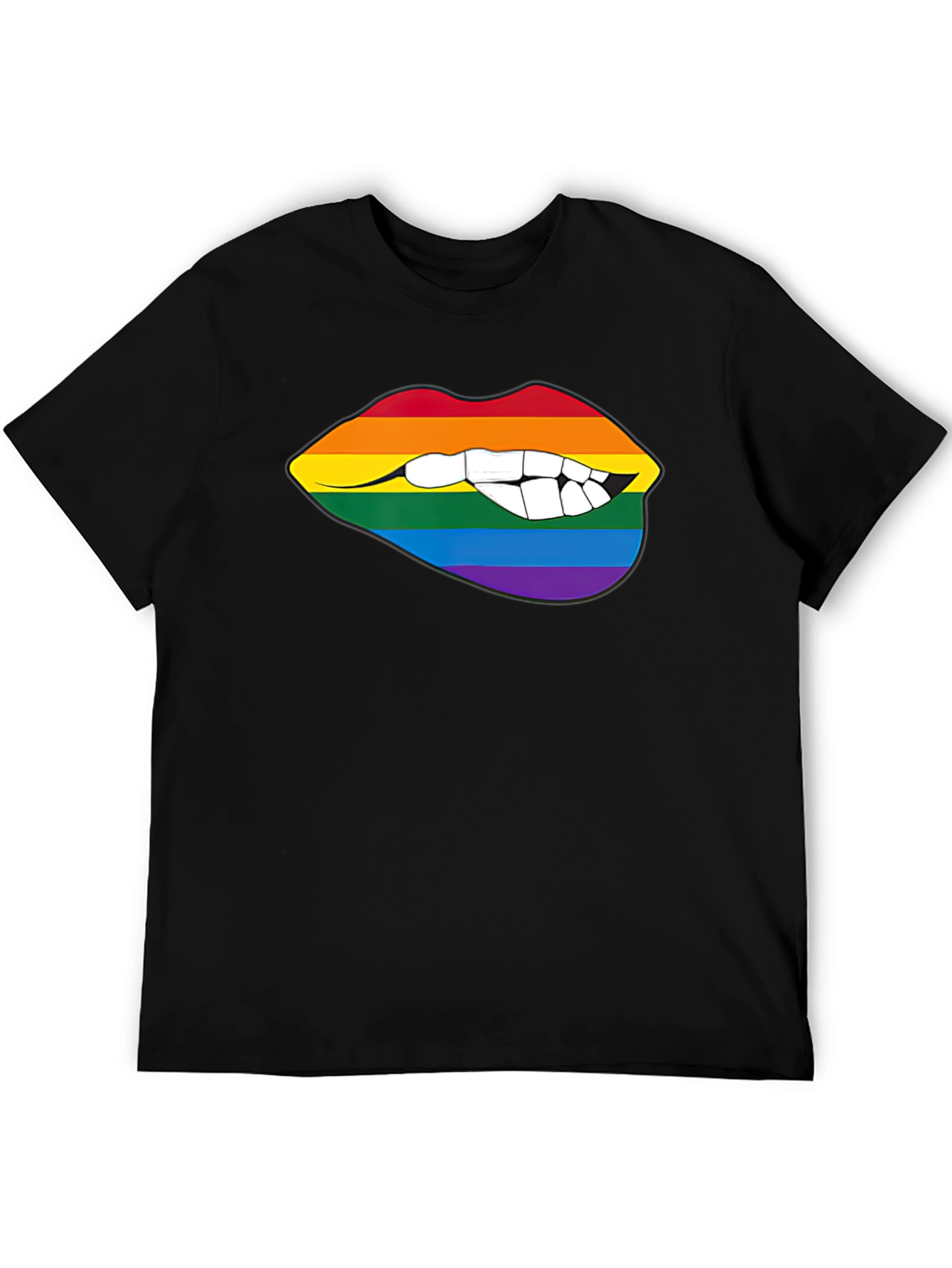 Rainbow Lips Bite Graphic Tee - LGBTQ+ Pride Shirt
