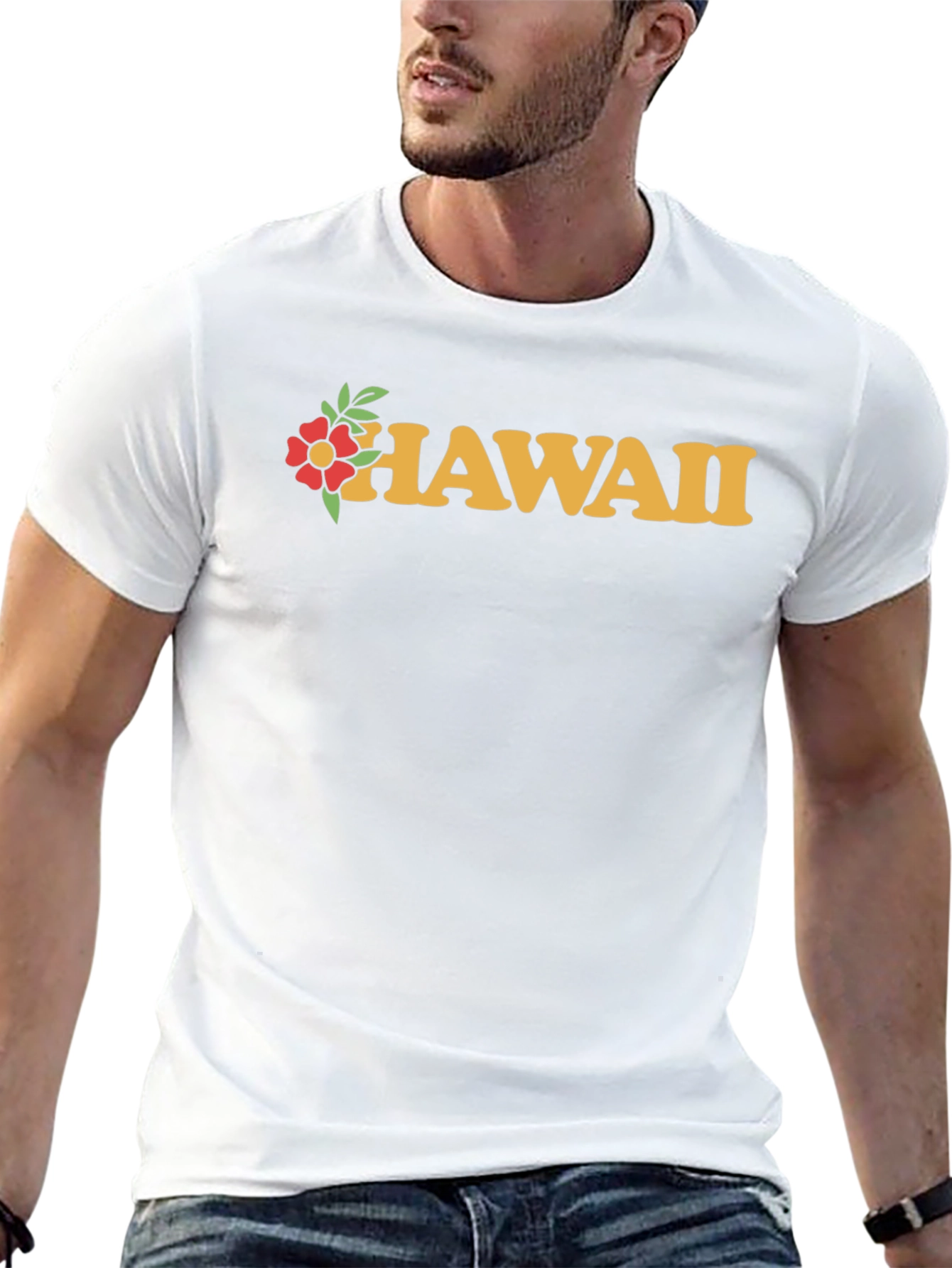 Hawaii Floral Graphic Black T-Shirt