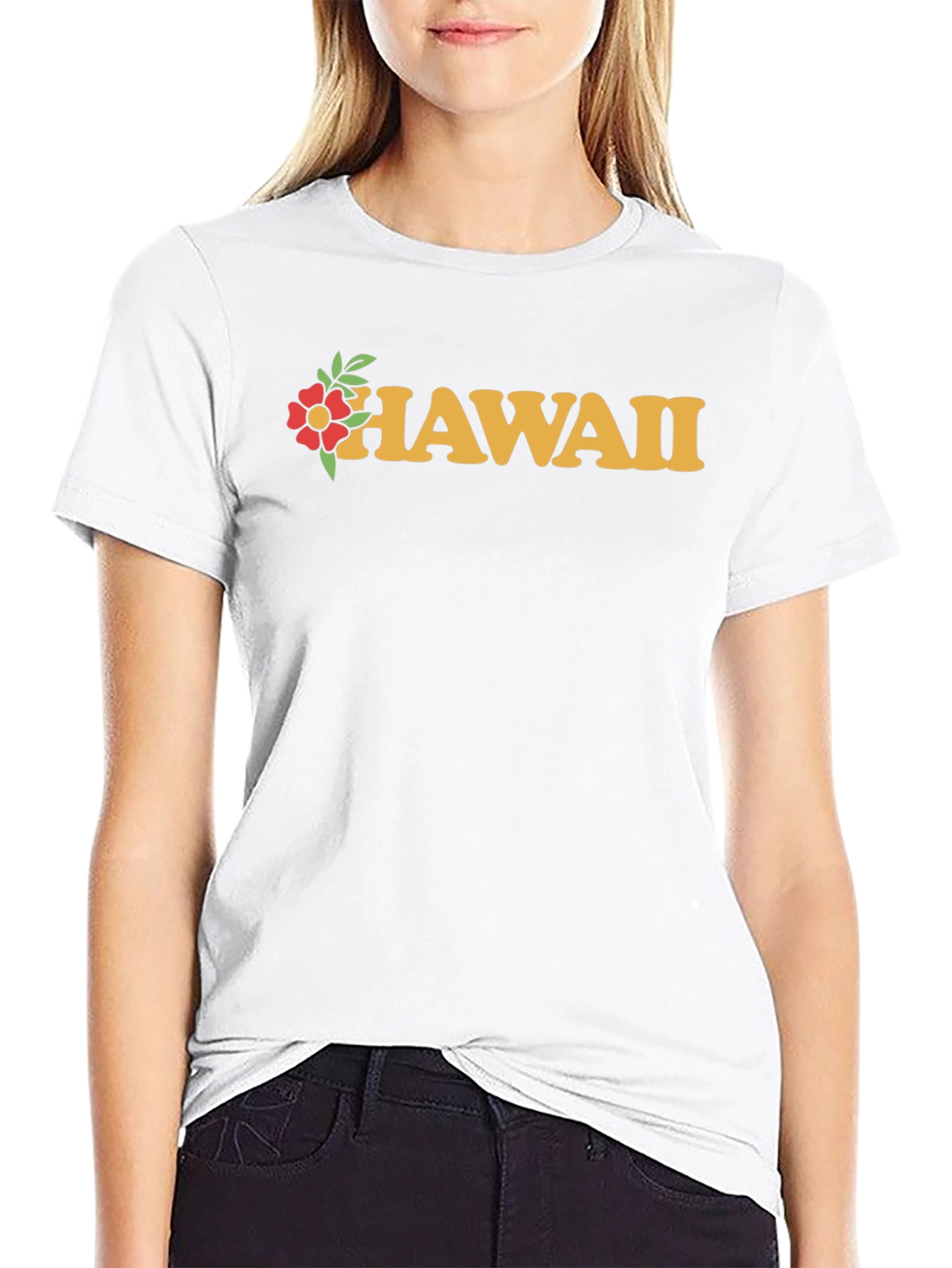 Hawaii Floral Graphic Black T-Shirt