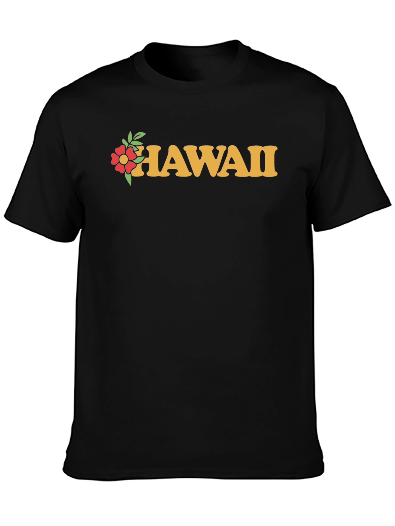 Hawaii Floral Graphic Black T-Shirt