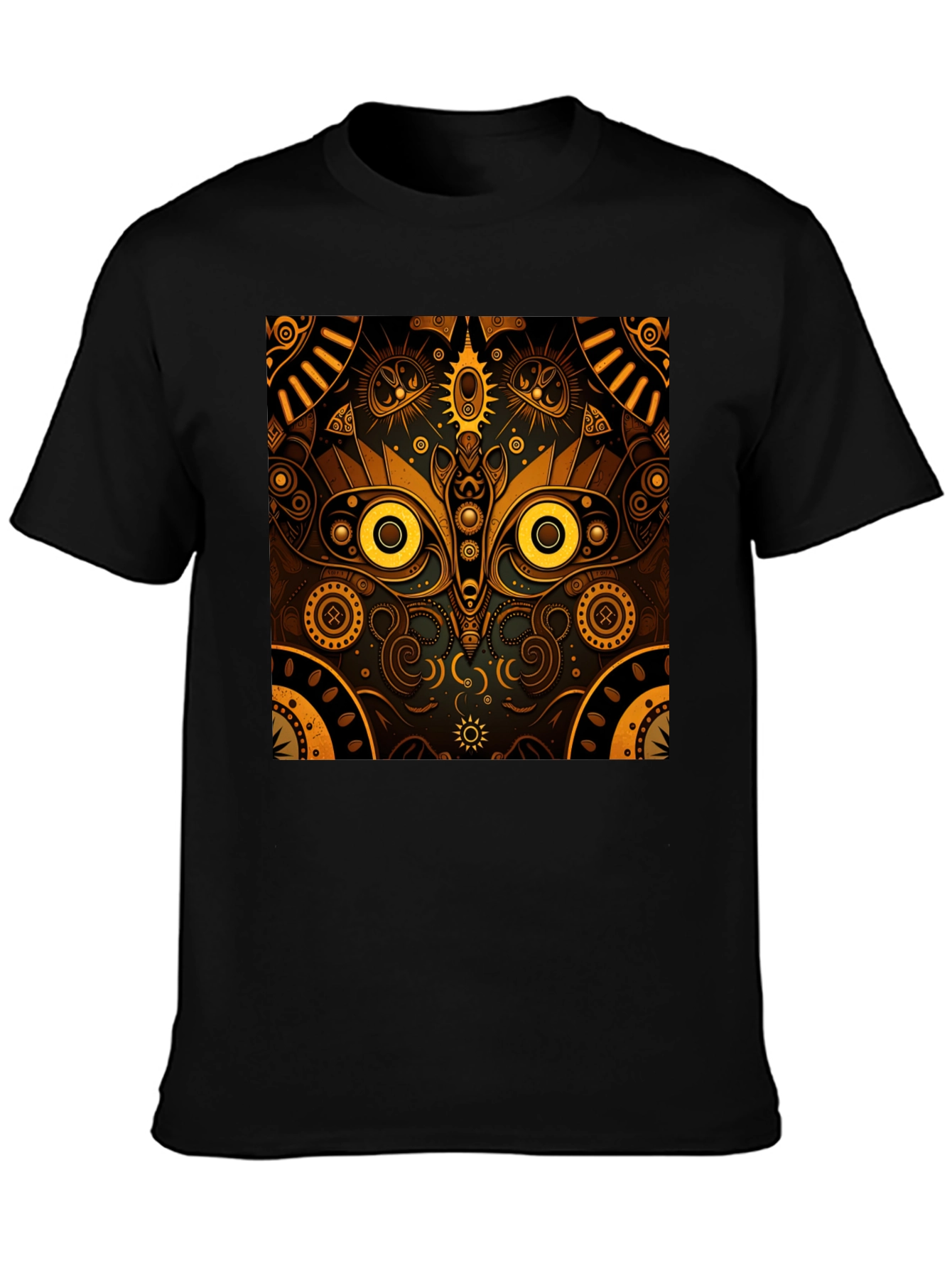 Aztec Owl Graphic Print Black Tee