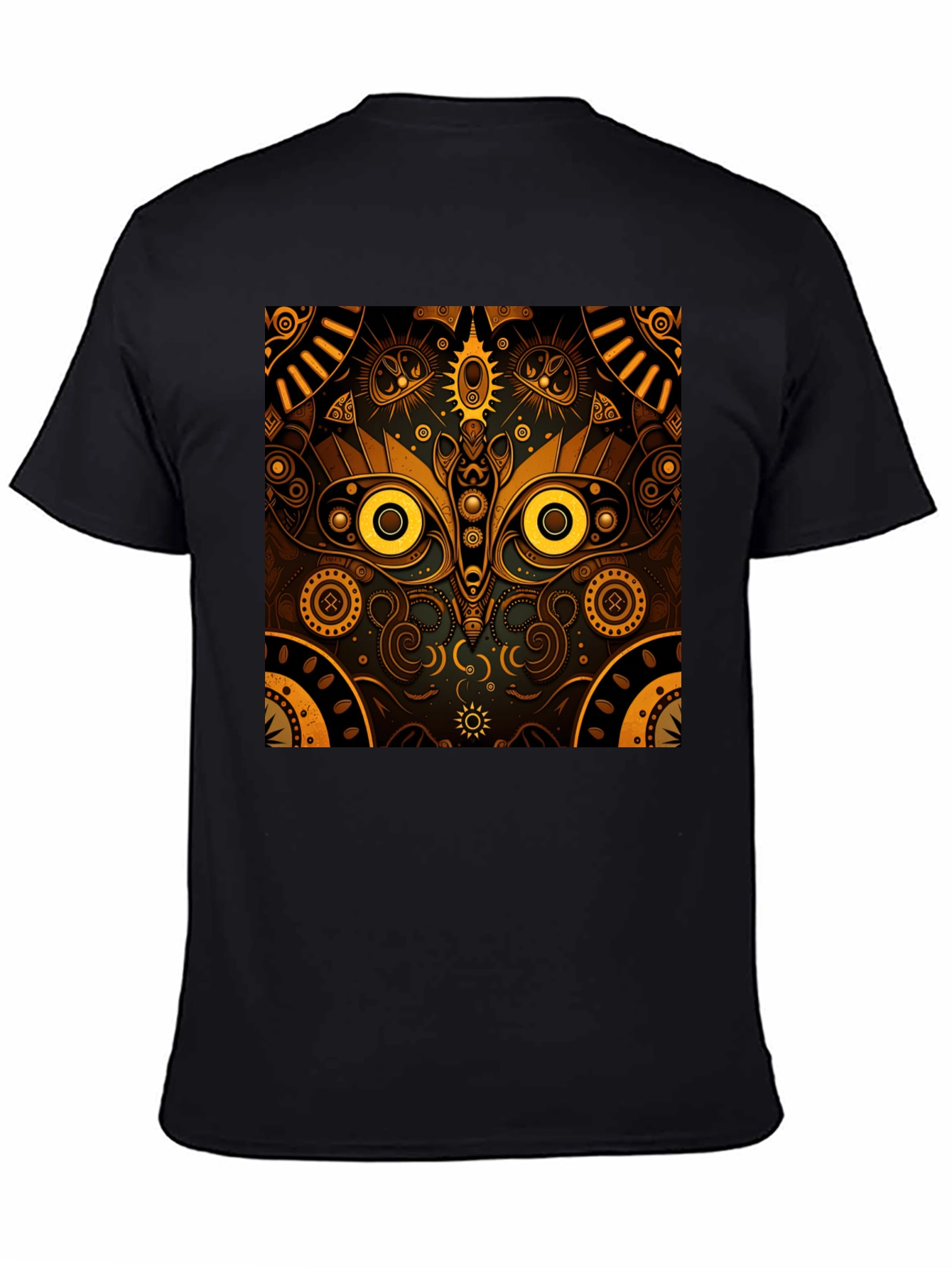 Aztec Owl Graphic Print Black Tee
