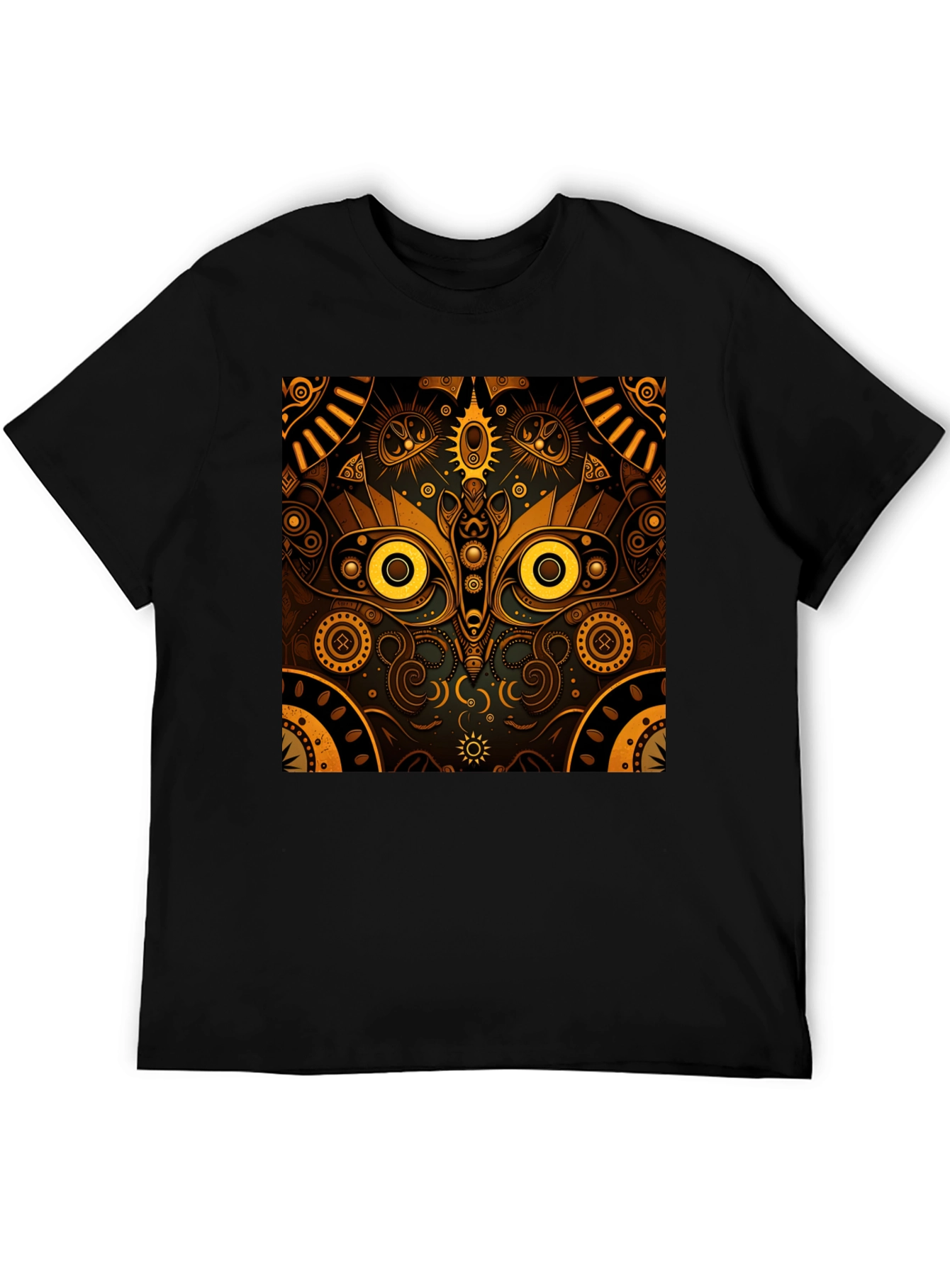 Aztec Owl Graphic Print Black Tee