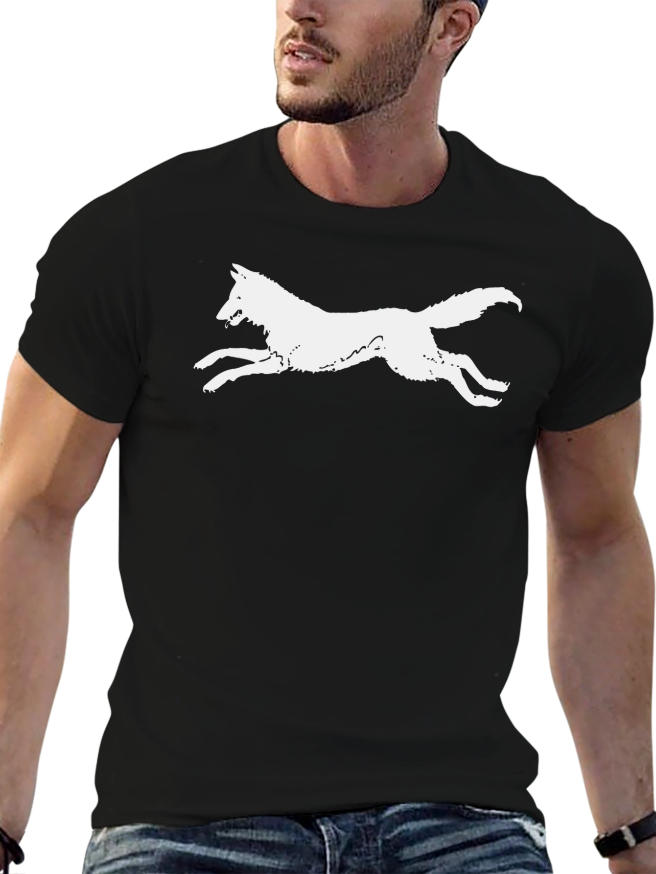 White Wolf Graphic Black T-Shirt
