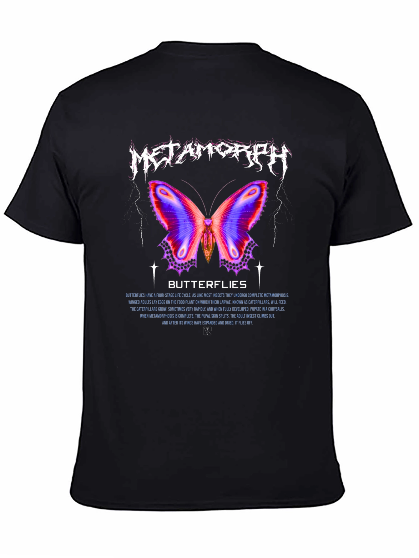 Metamorph Butterfly Graphic Tee - Black Cotton Blend