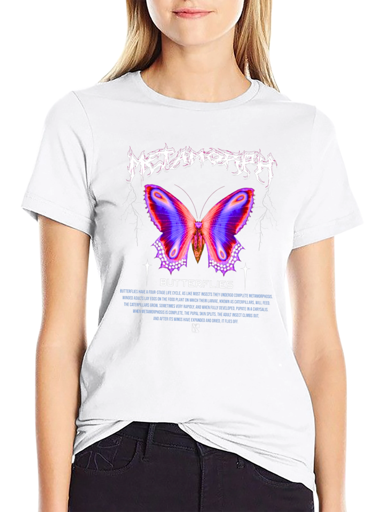 Metamorph Butterfly Graphic Tee - Black Cotton Blend