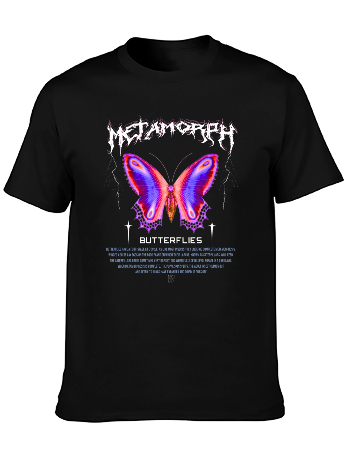 Metamorph Butterfly Graphic Tee - Black Cotton Blend