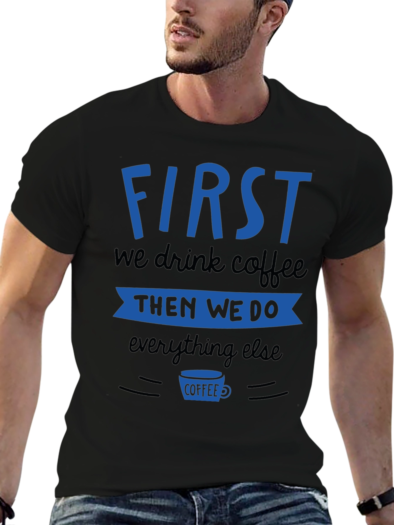 Coffee First Black Graphic Tee