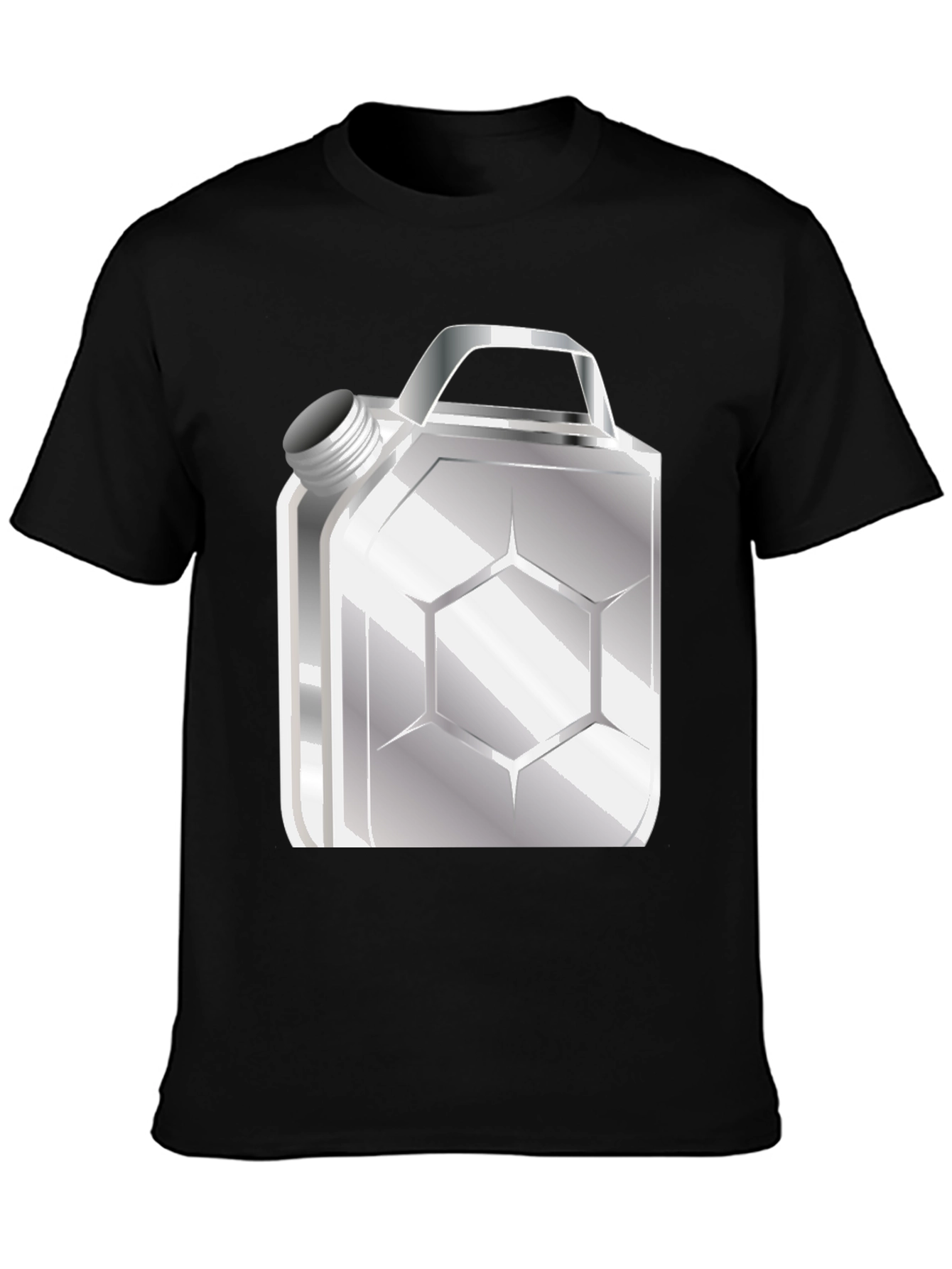 Metallic Gas Can Design Black T-Shirt