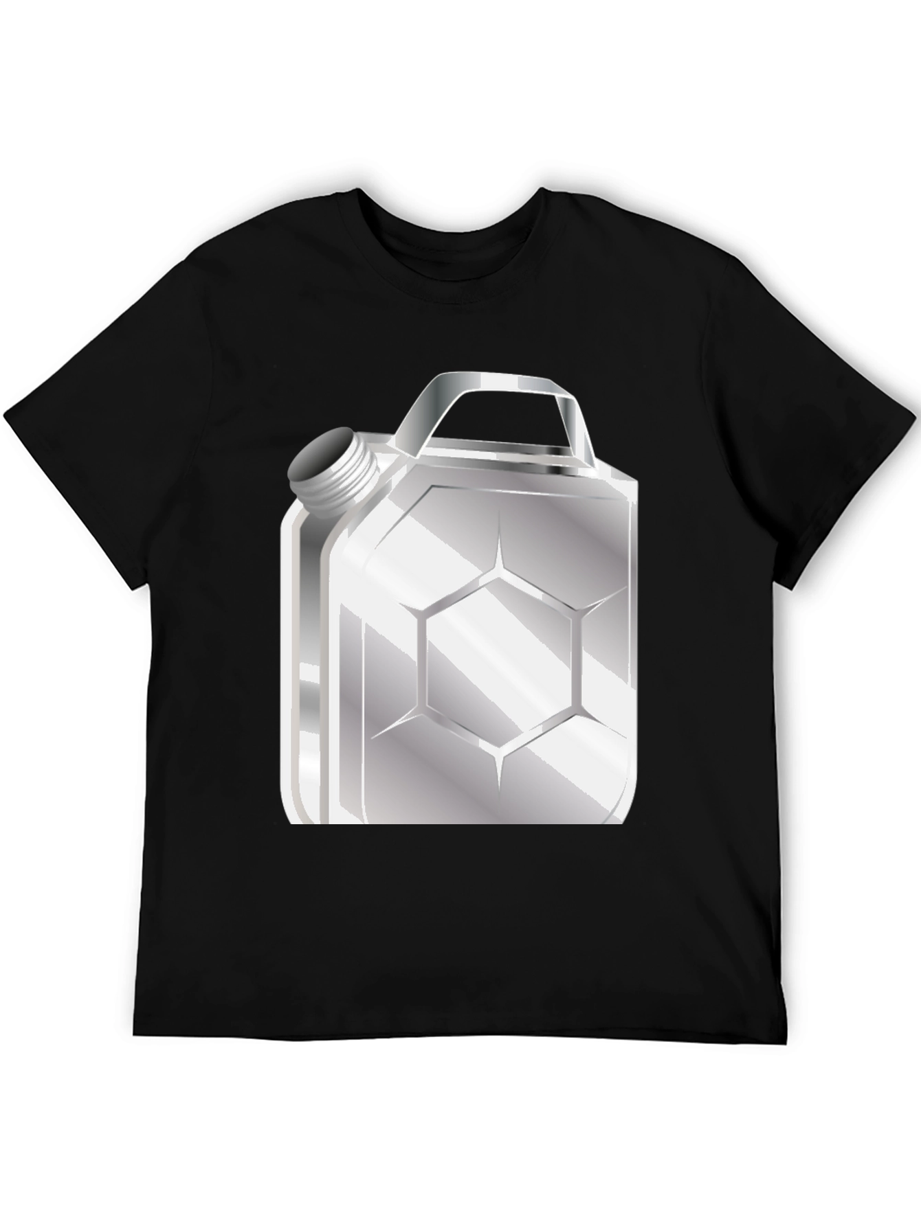 Metallic Gas Can Design Black T-Shirt