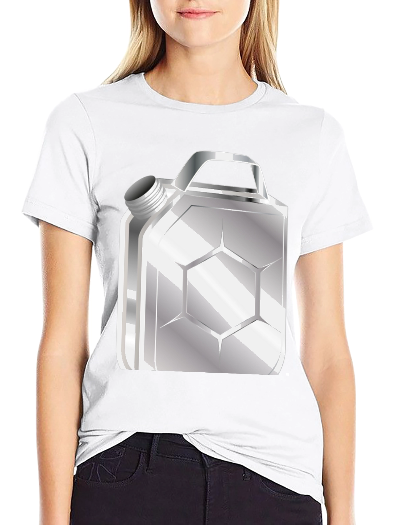 Metallic Gas Can Design Black T-Shirt