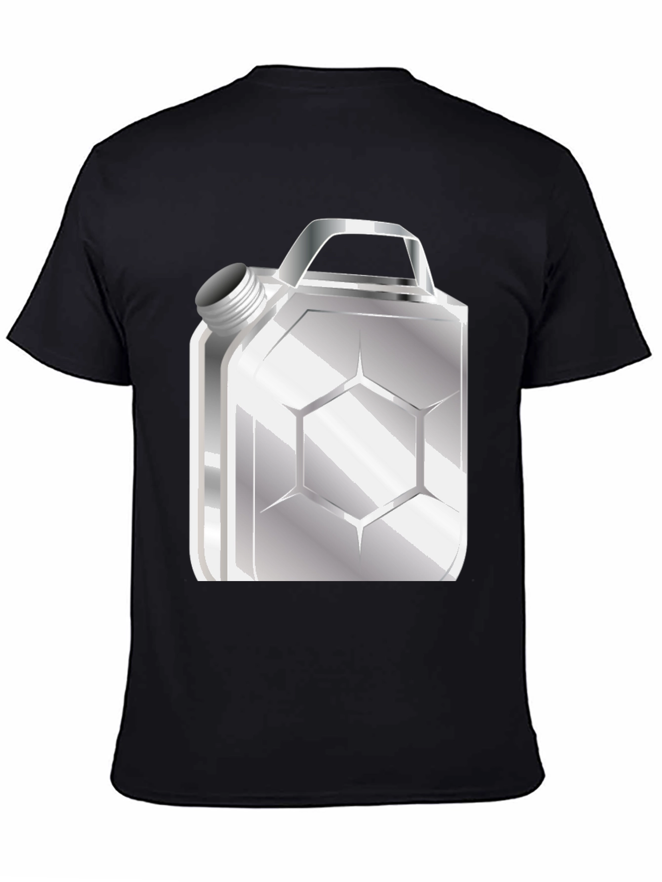 Metallic Gas Can Design Black T-Shirt