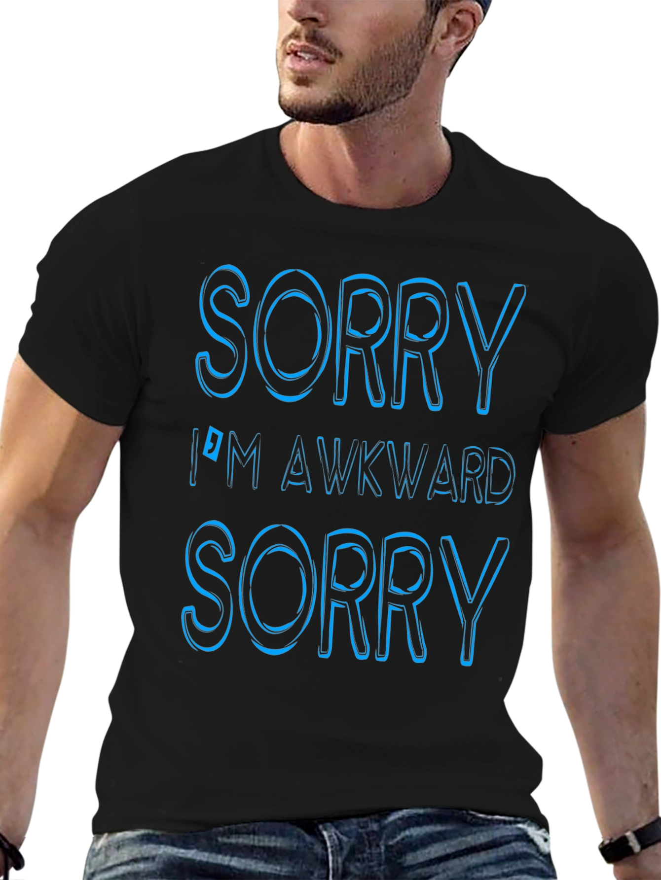 Awkward Apology Tee: Black Cotton T-Shirt