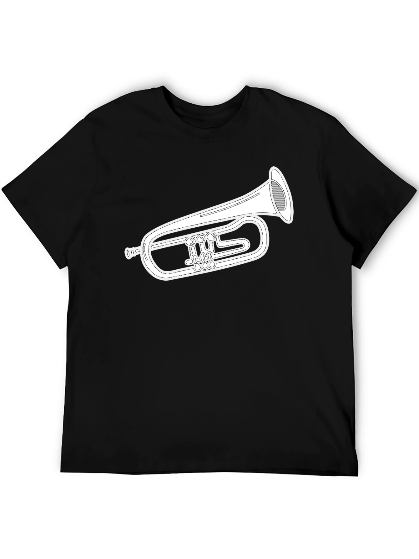 Musical Instrument T-Shirt - Black Cotton Flugelhorn Design