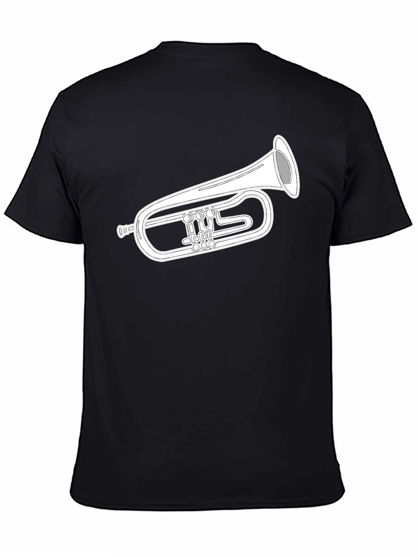 Musical Instrument T-Shirt - Black Cotton Flugelhorn Design