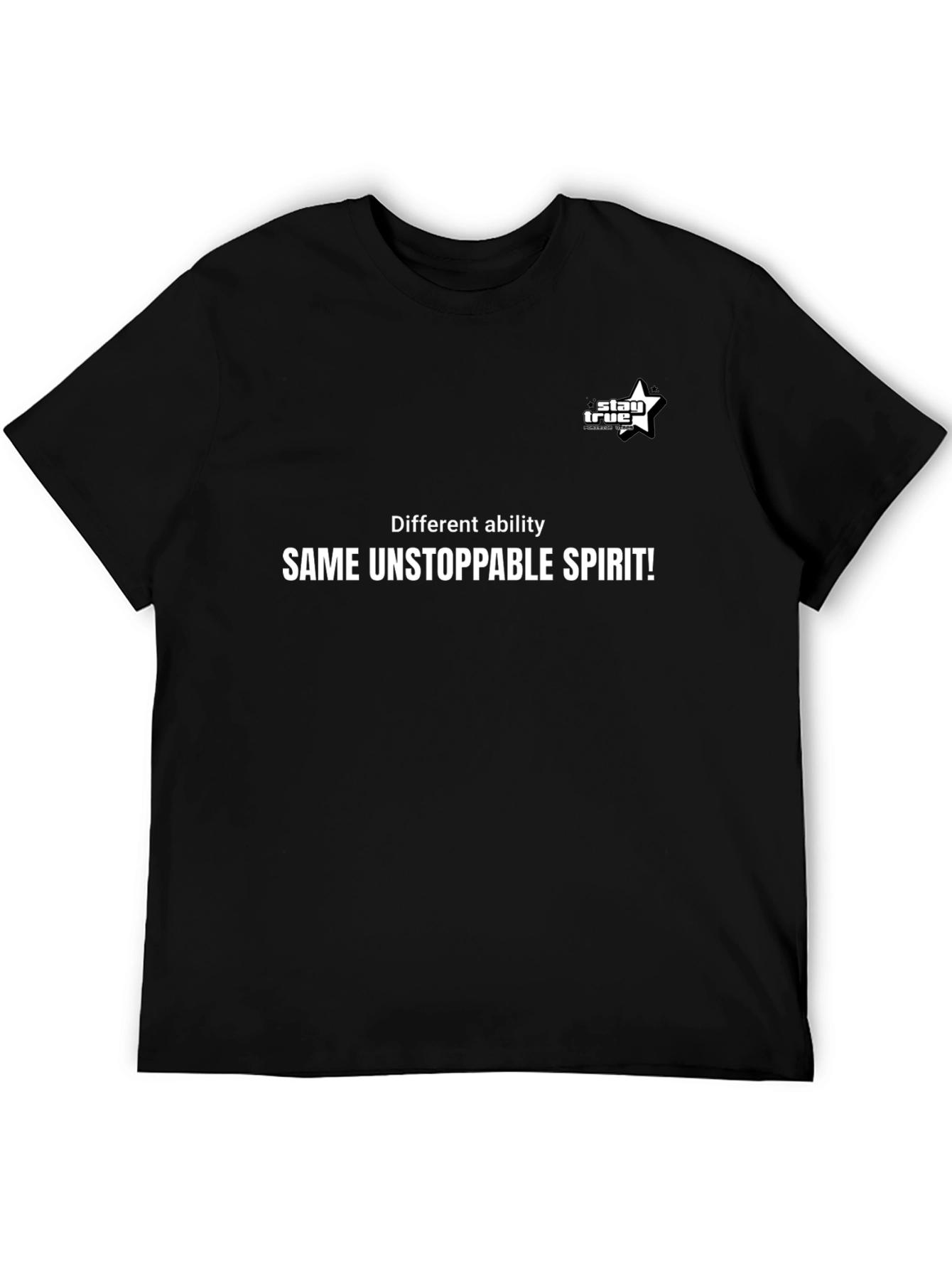 Inspirational Black T-Shirt - Different Ability Same Spirit