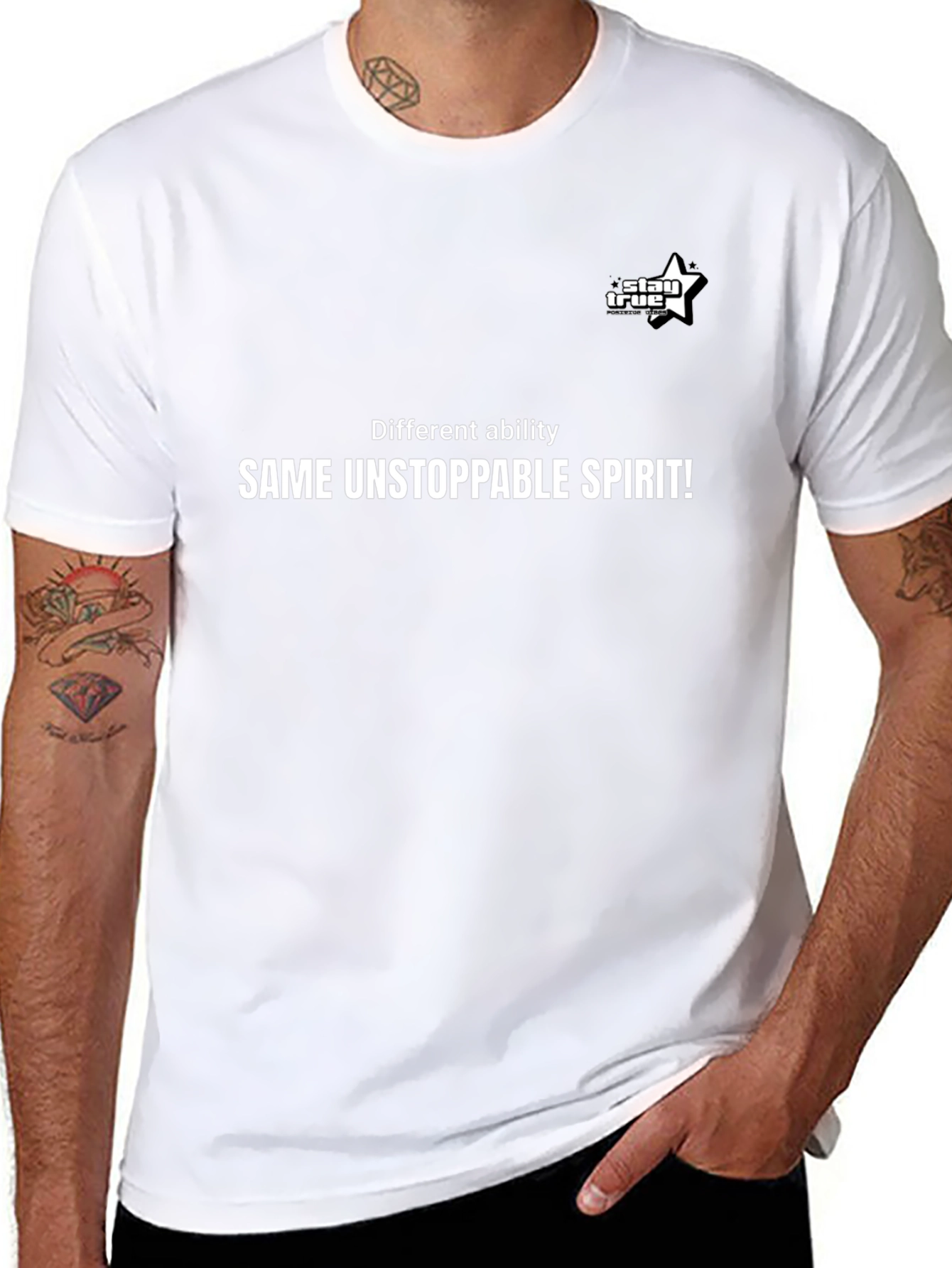 Inspirational Black T-Shirt - Different Ability Same Spirit