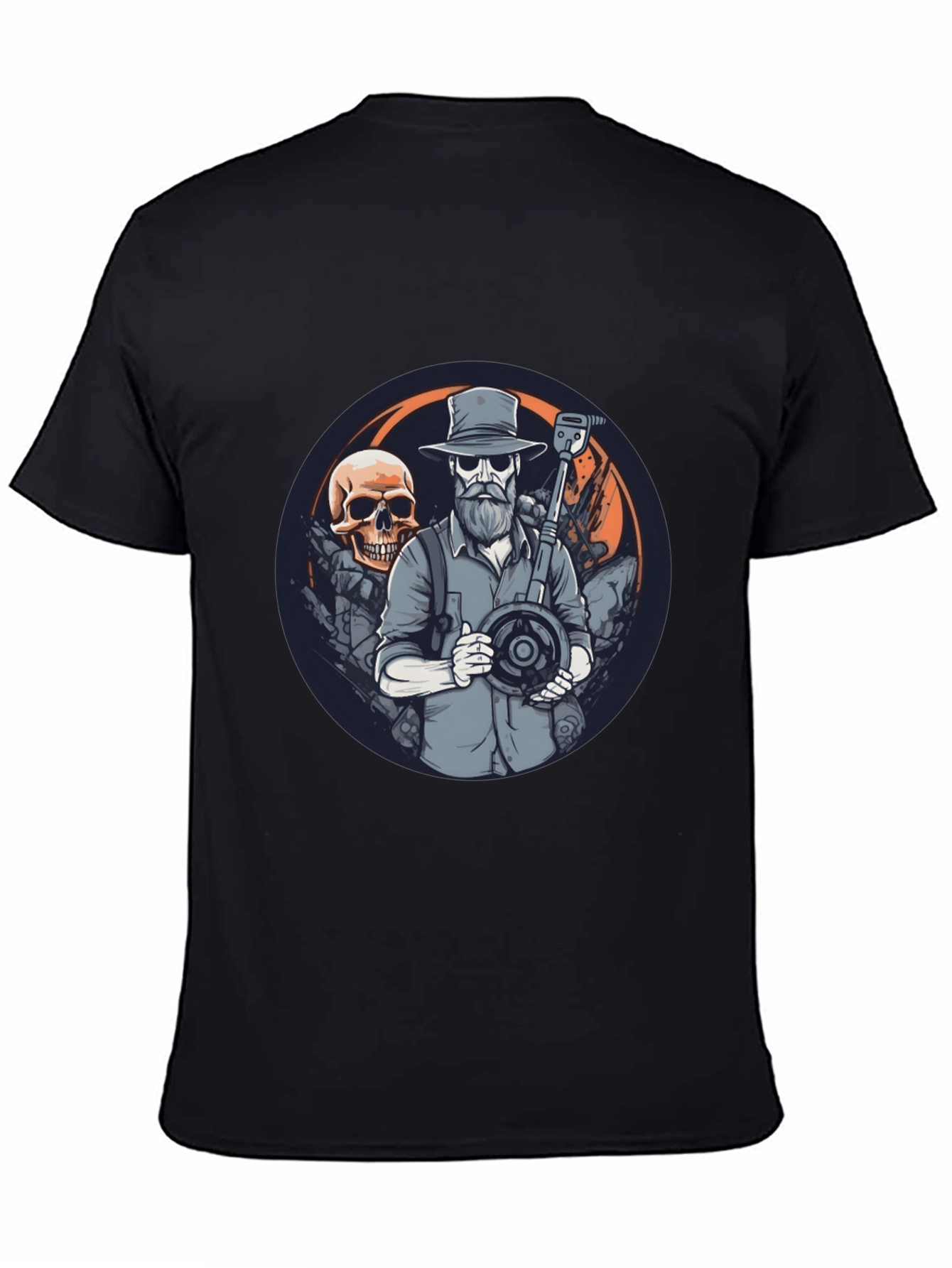 Skull Treasure Hunter Graphic Tee - Black