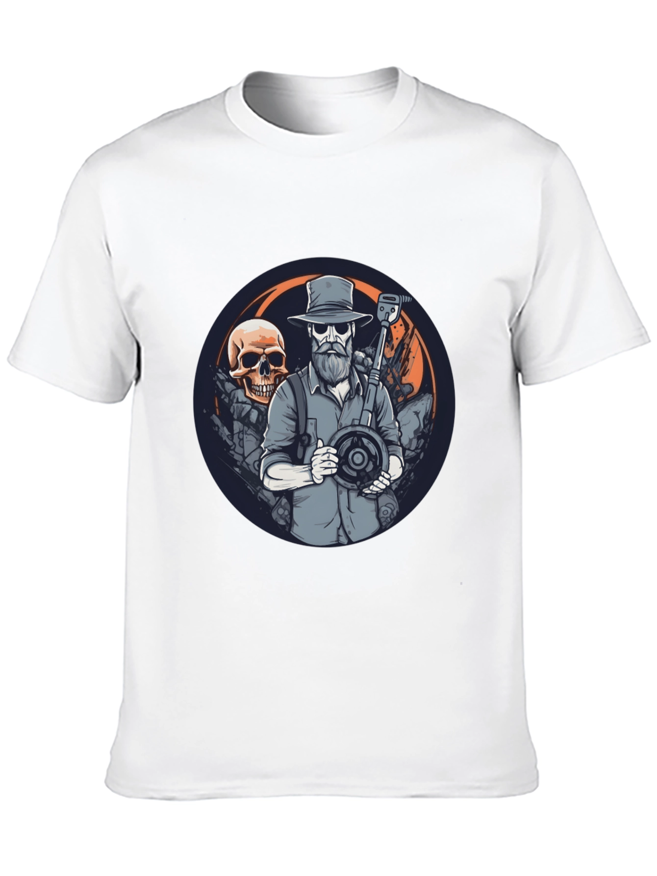 Skull Treasure Hunter Graphic Tee - Black