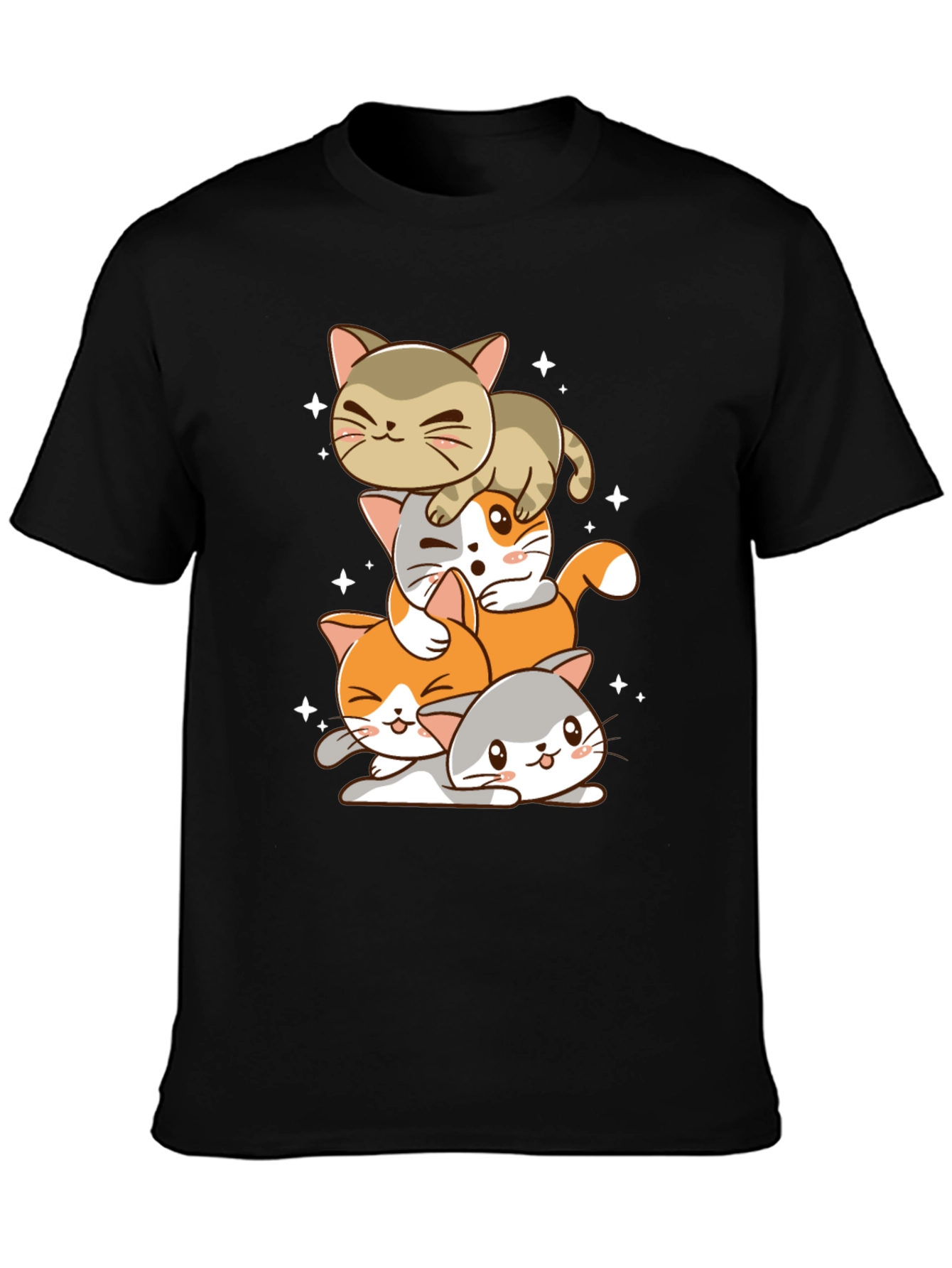 Cute Stacked Cats Graphic Tee