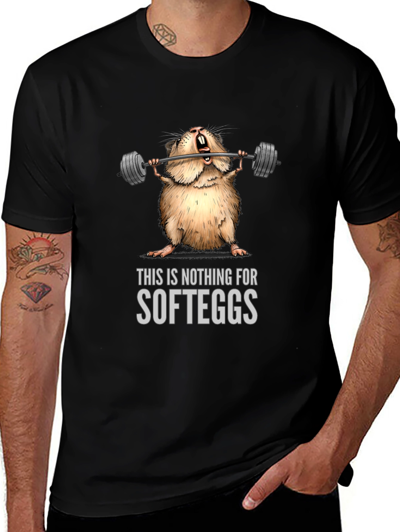 Weightlifting Hamster T-Shirt - Nothing for Softeggs