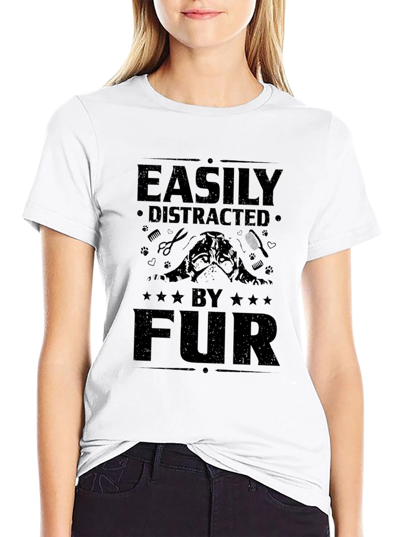 Easily Distracted By Fur Black Graphic Tee