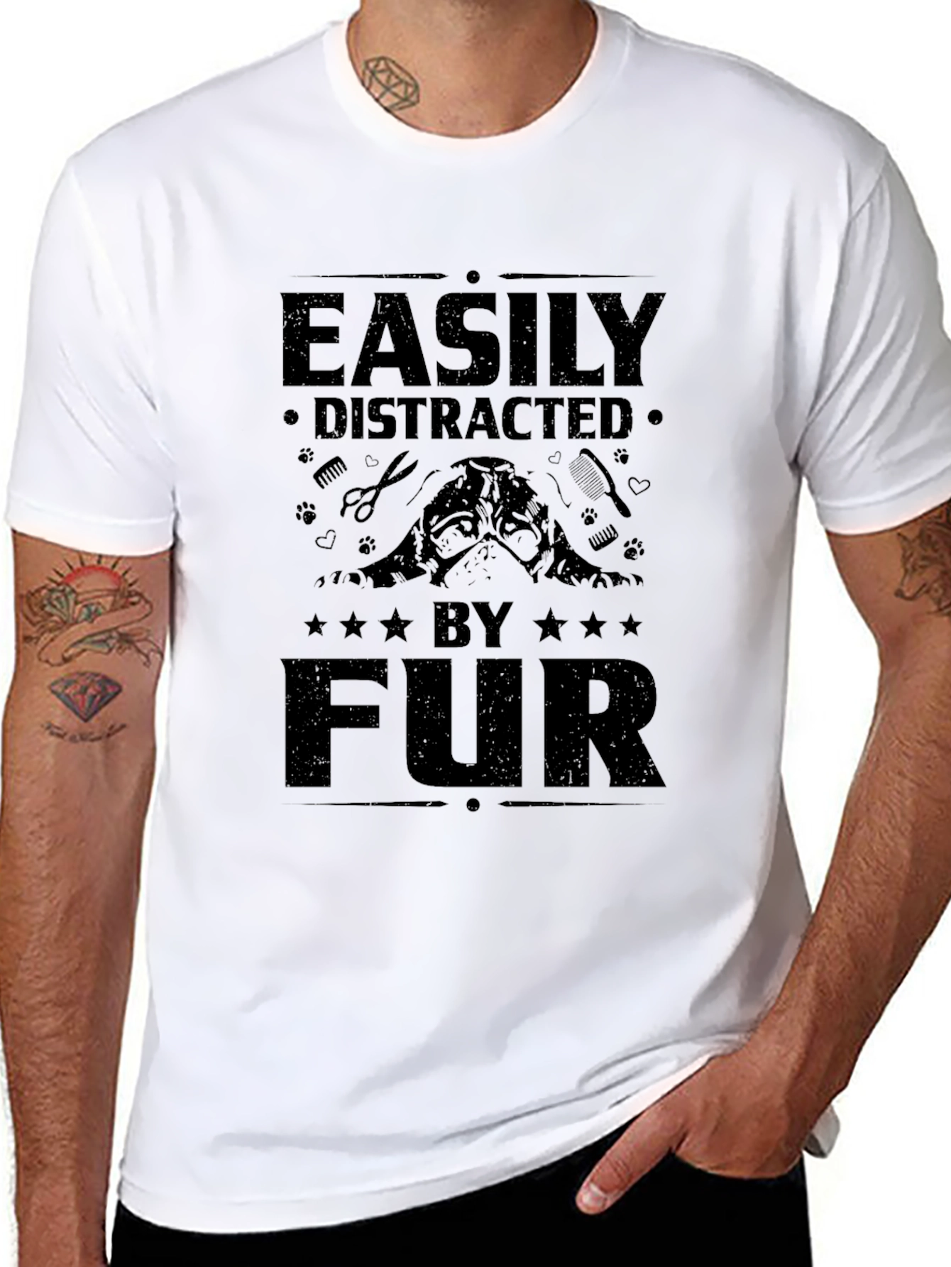 Easily Distracted By Fur Black Graphic Tee