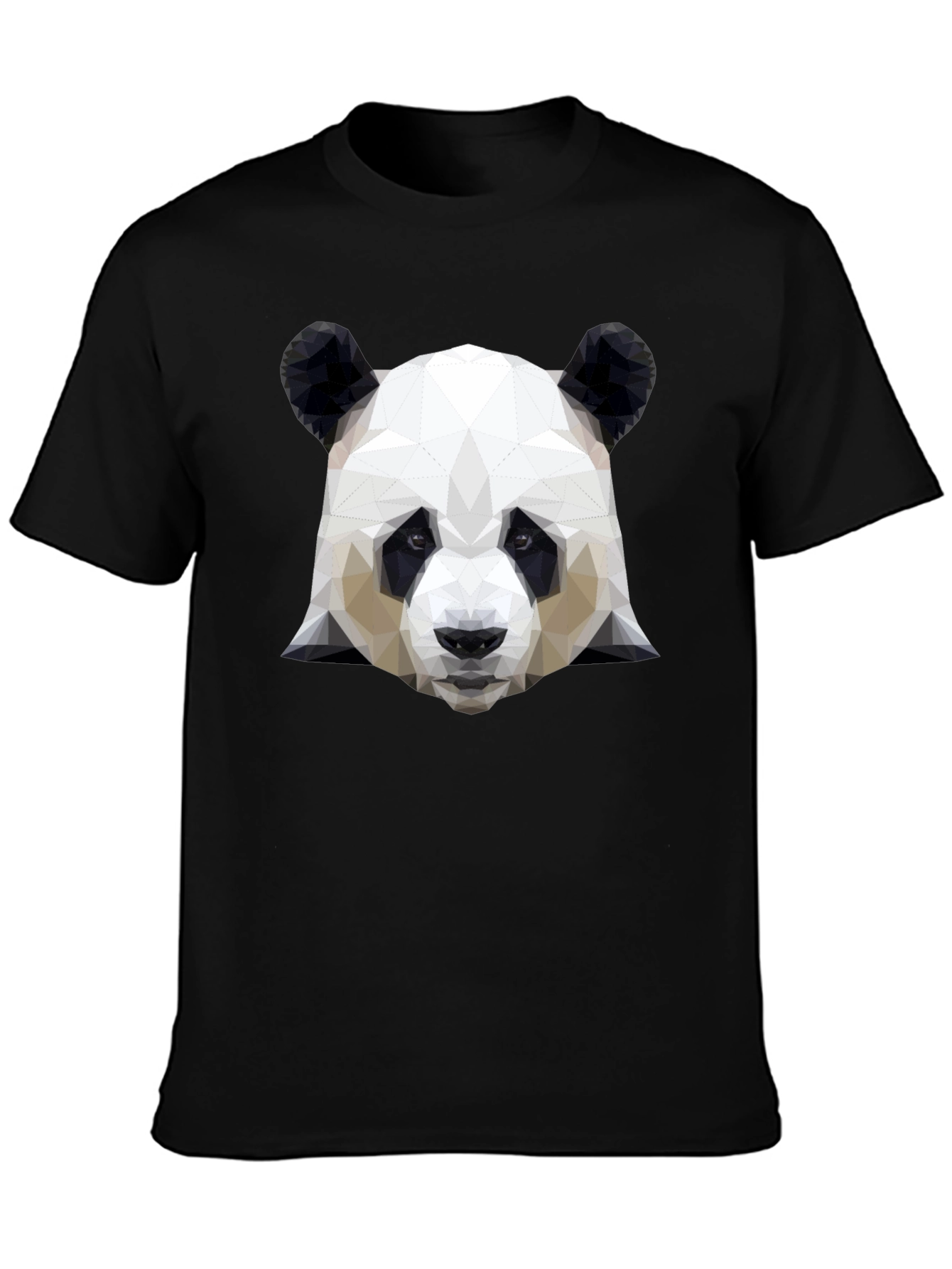 Geometric Panda Head Graphic Black T-Shirt