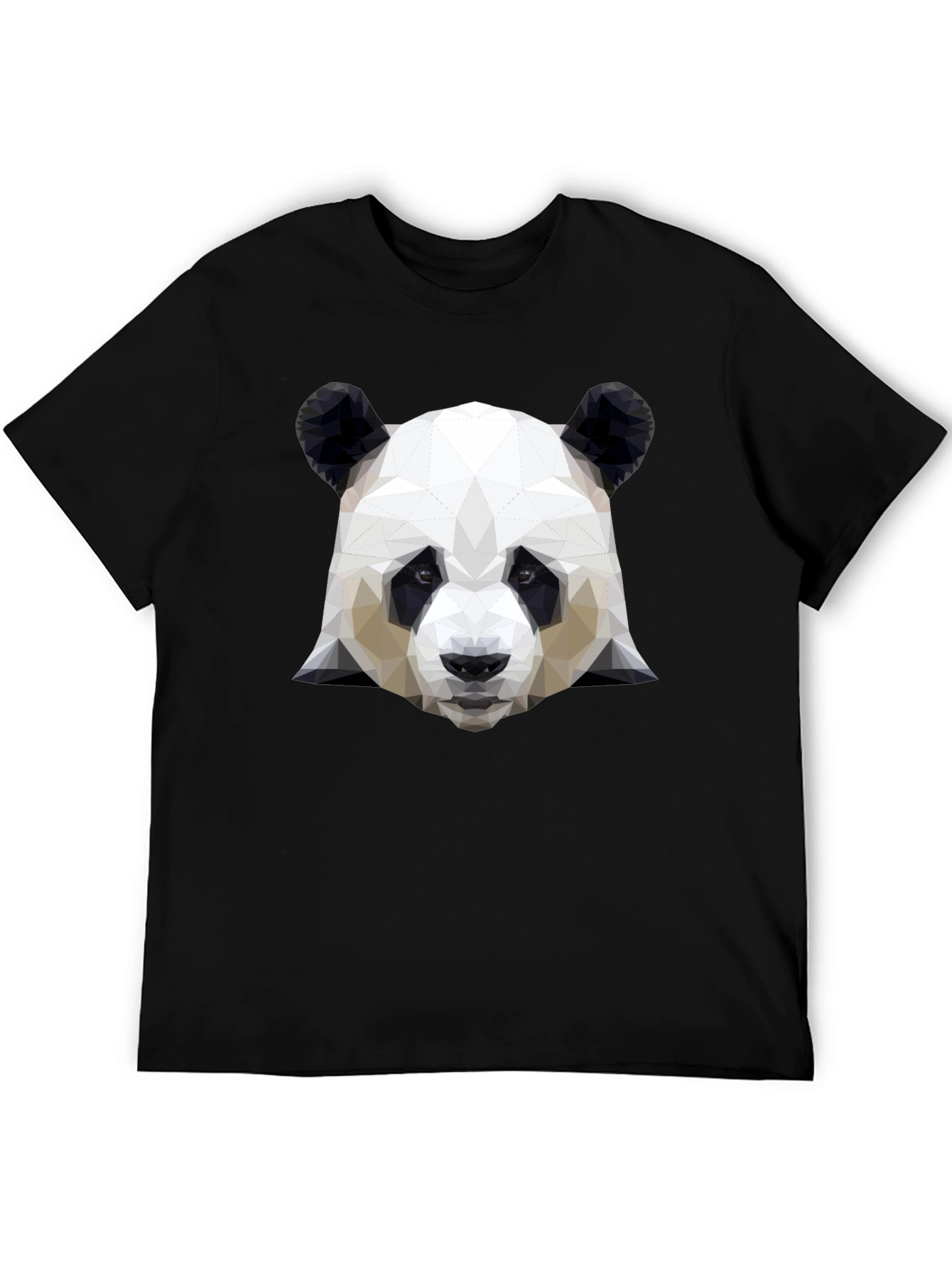 Geometric Panda Head Graphic Black T-Shirt