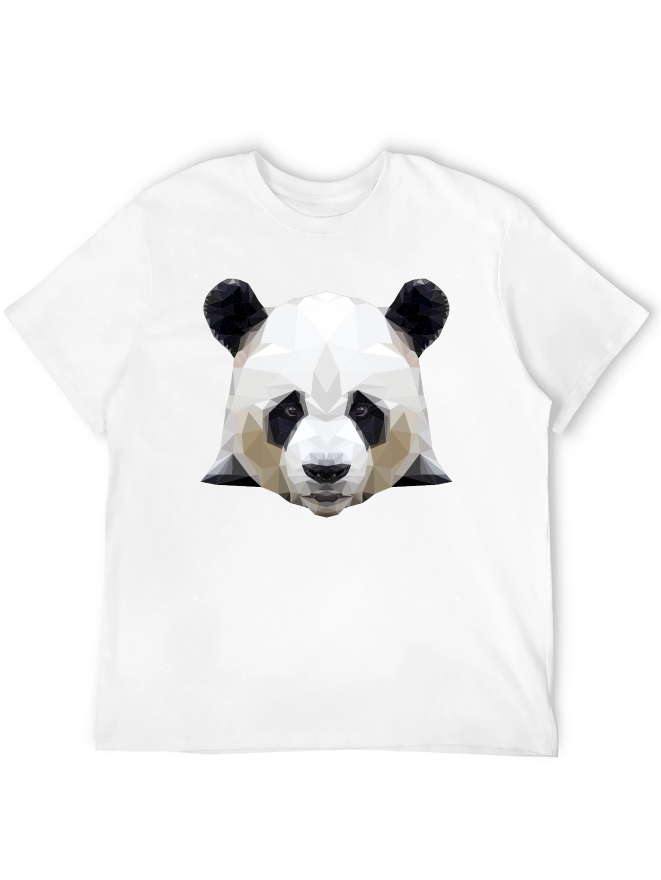 Geometric Panda Head Graphic Black T-Shirt