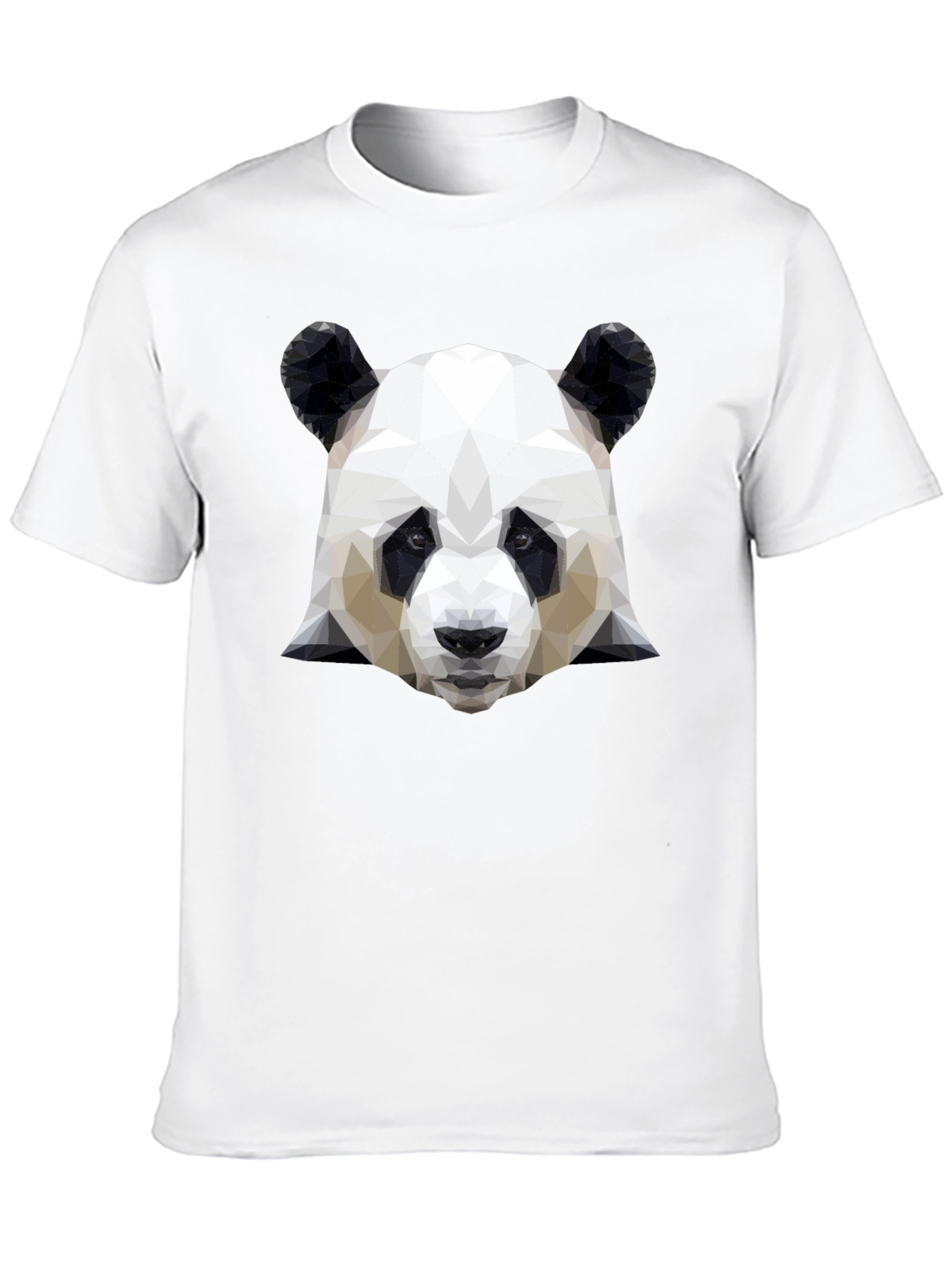Geometric Panda Head Graphic Black T-Shirt