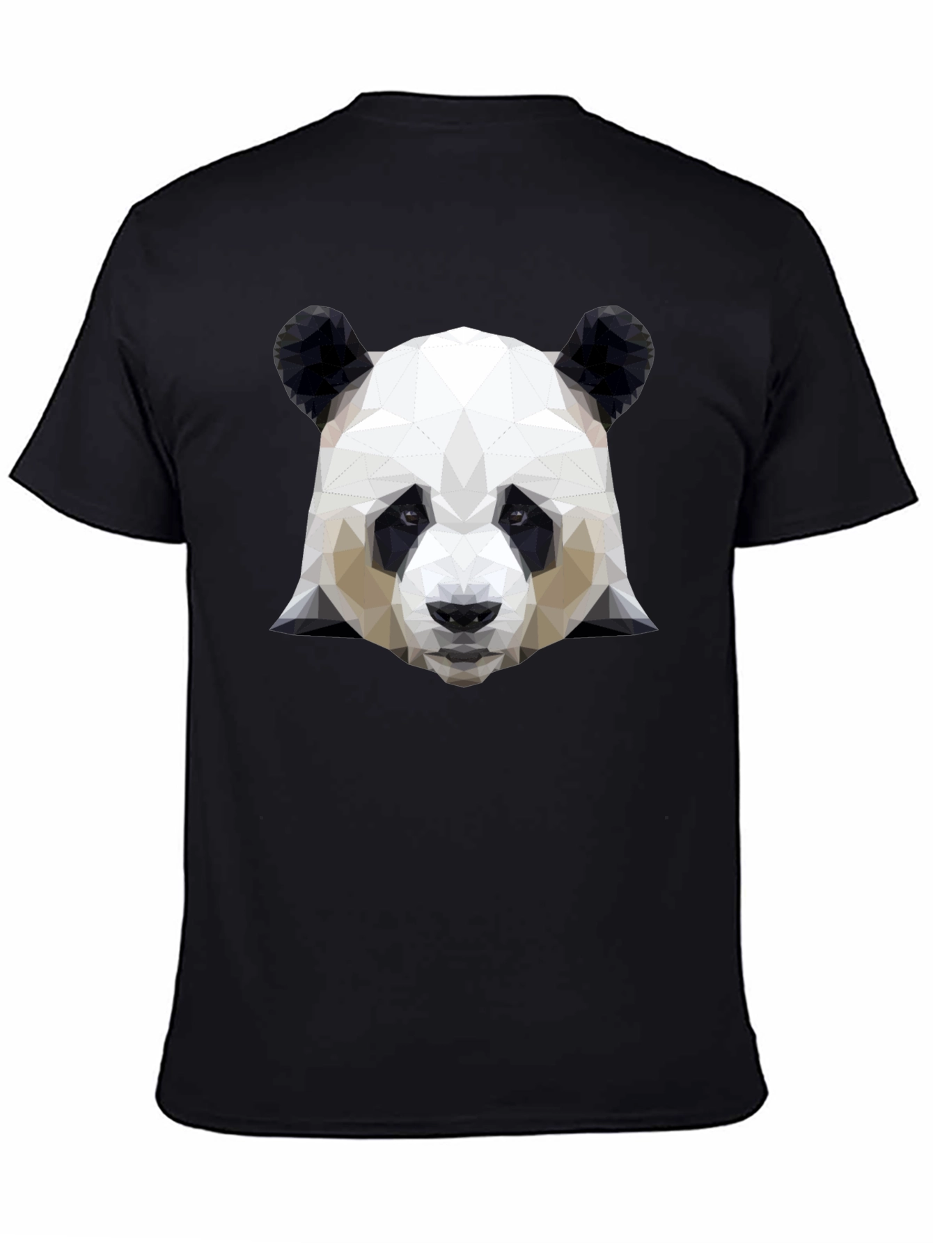 Geometric Panda Head Graphic Black T-Shirt