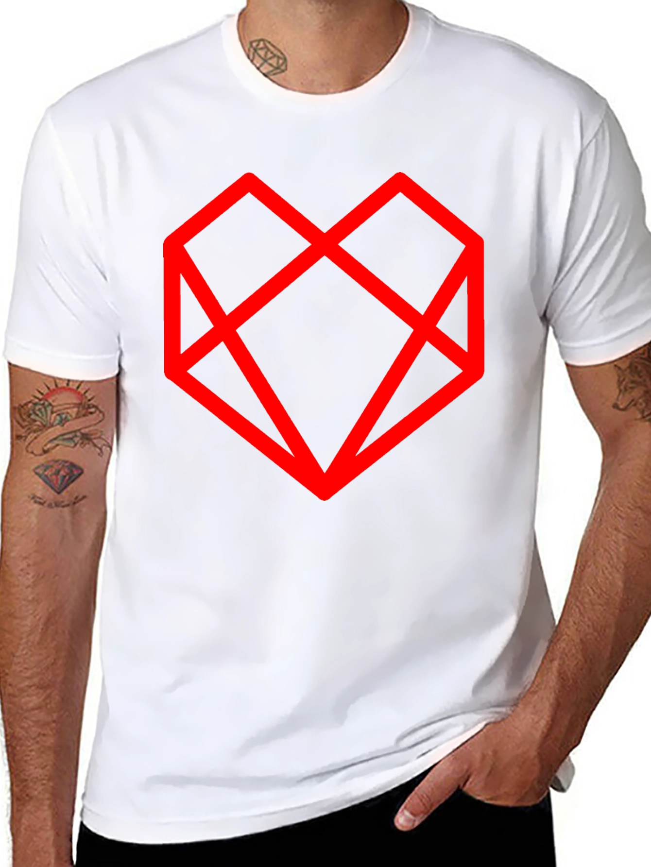 Geometric Heart Graphic Black T-Shirt
