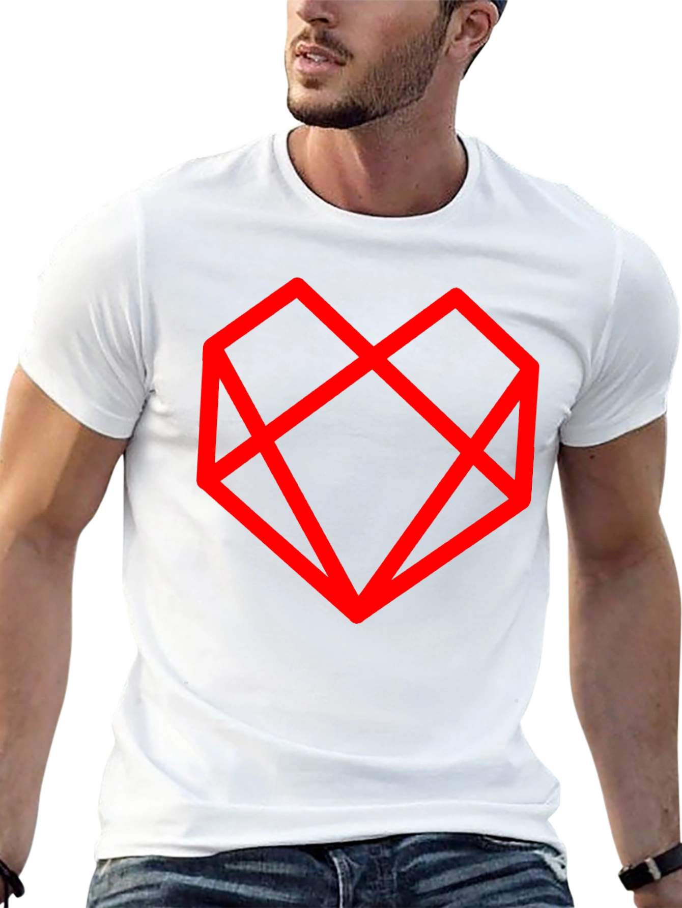 Geometric Heart Graphic Black T-Shirt