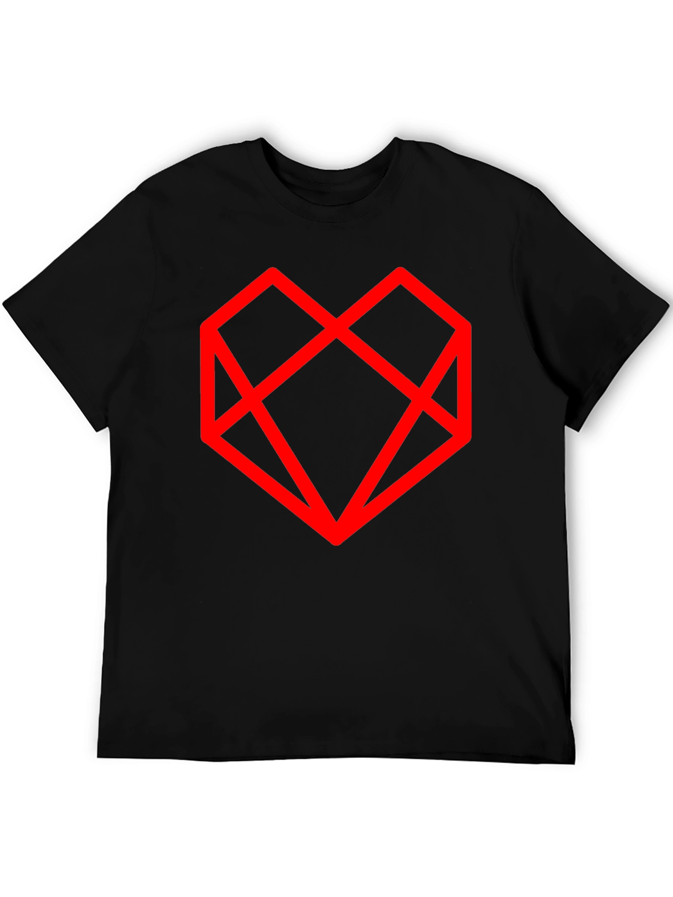 Geometric Heart Graphic Black T-Shirt