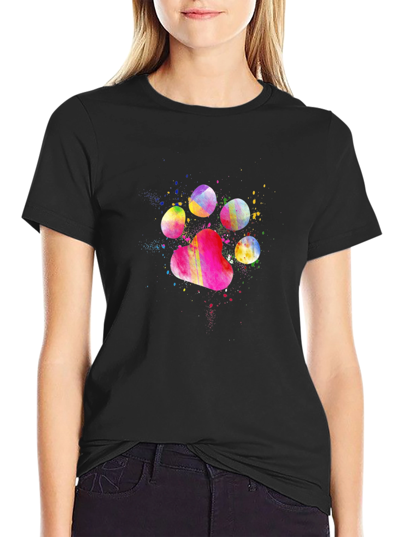 Colorful Paw Print T-Shirt