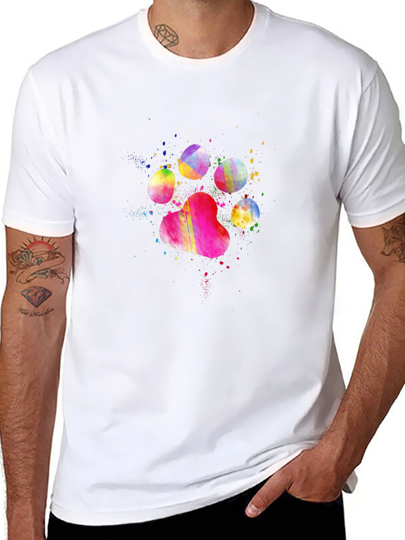 Colorful Paw Print T-Shirt