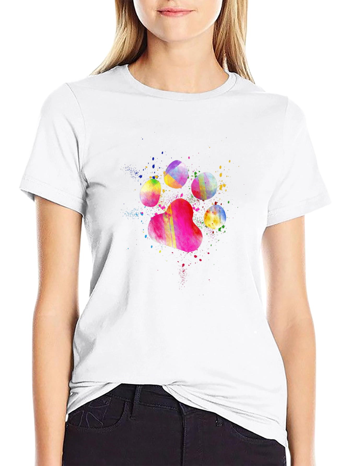 Colorful Paw Print T-Shirt