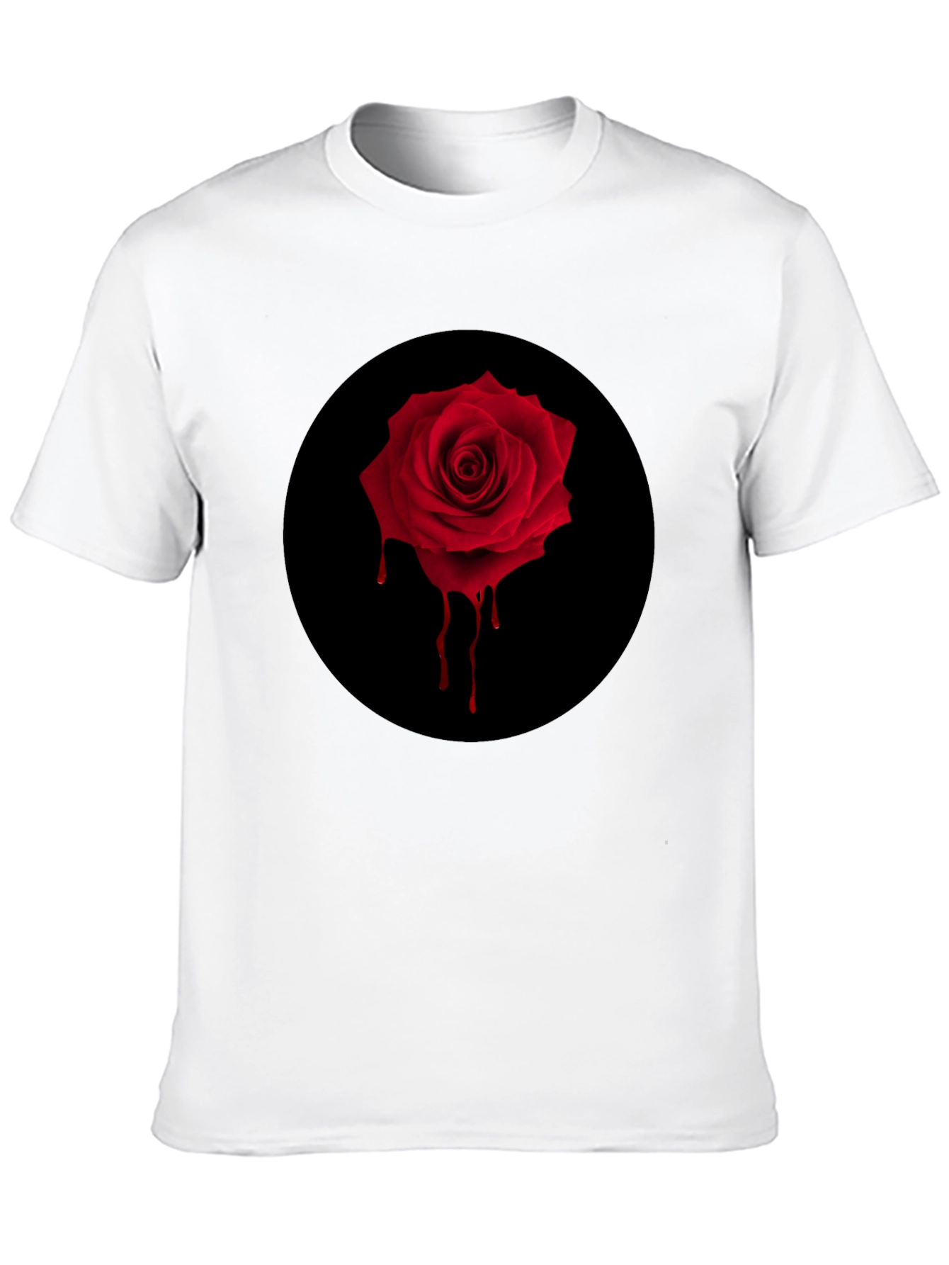 Gothic Rose Drip Tee - Black Graphic Print