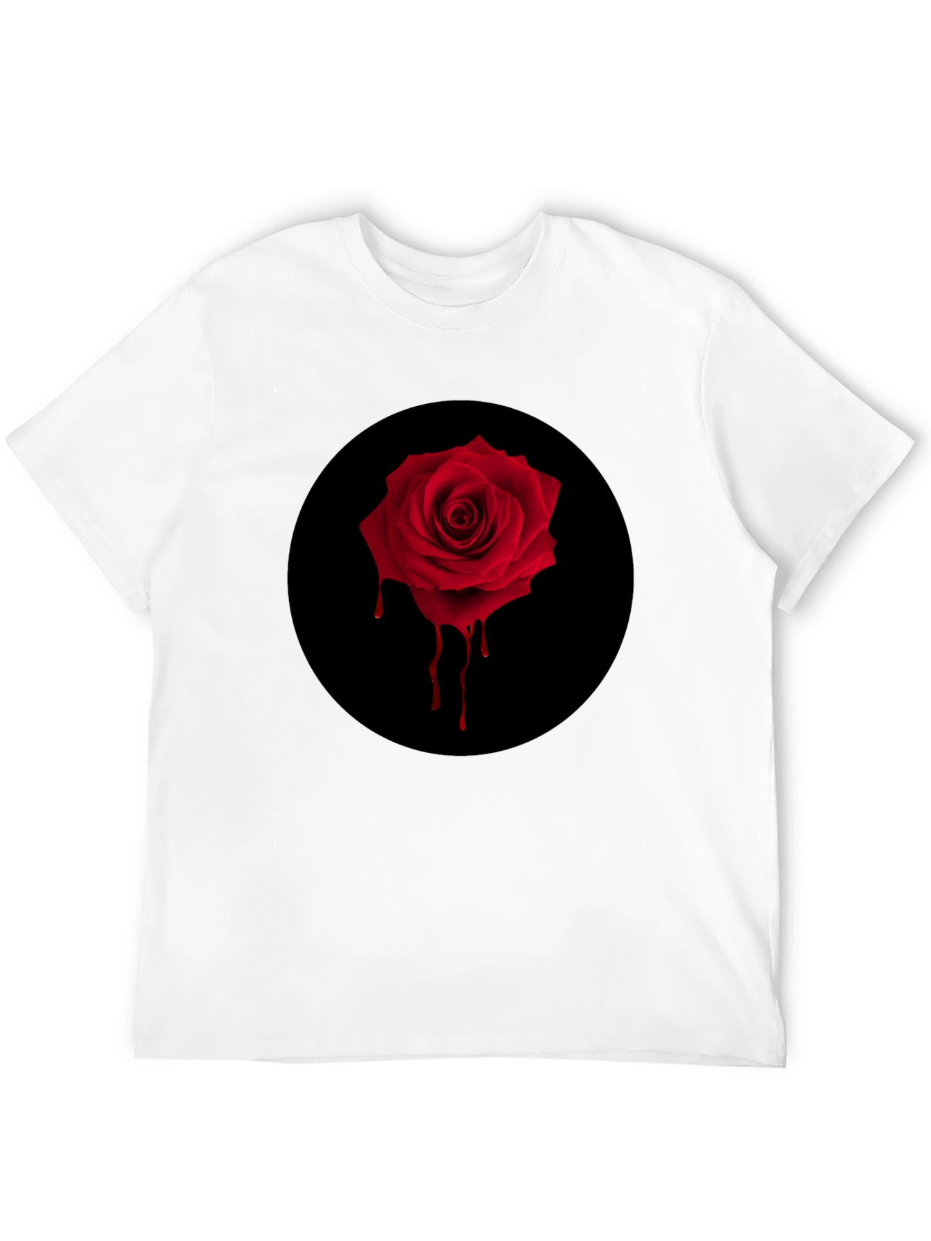 Gothic Rose Drip Tee - Black Graphic Print