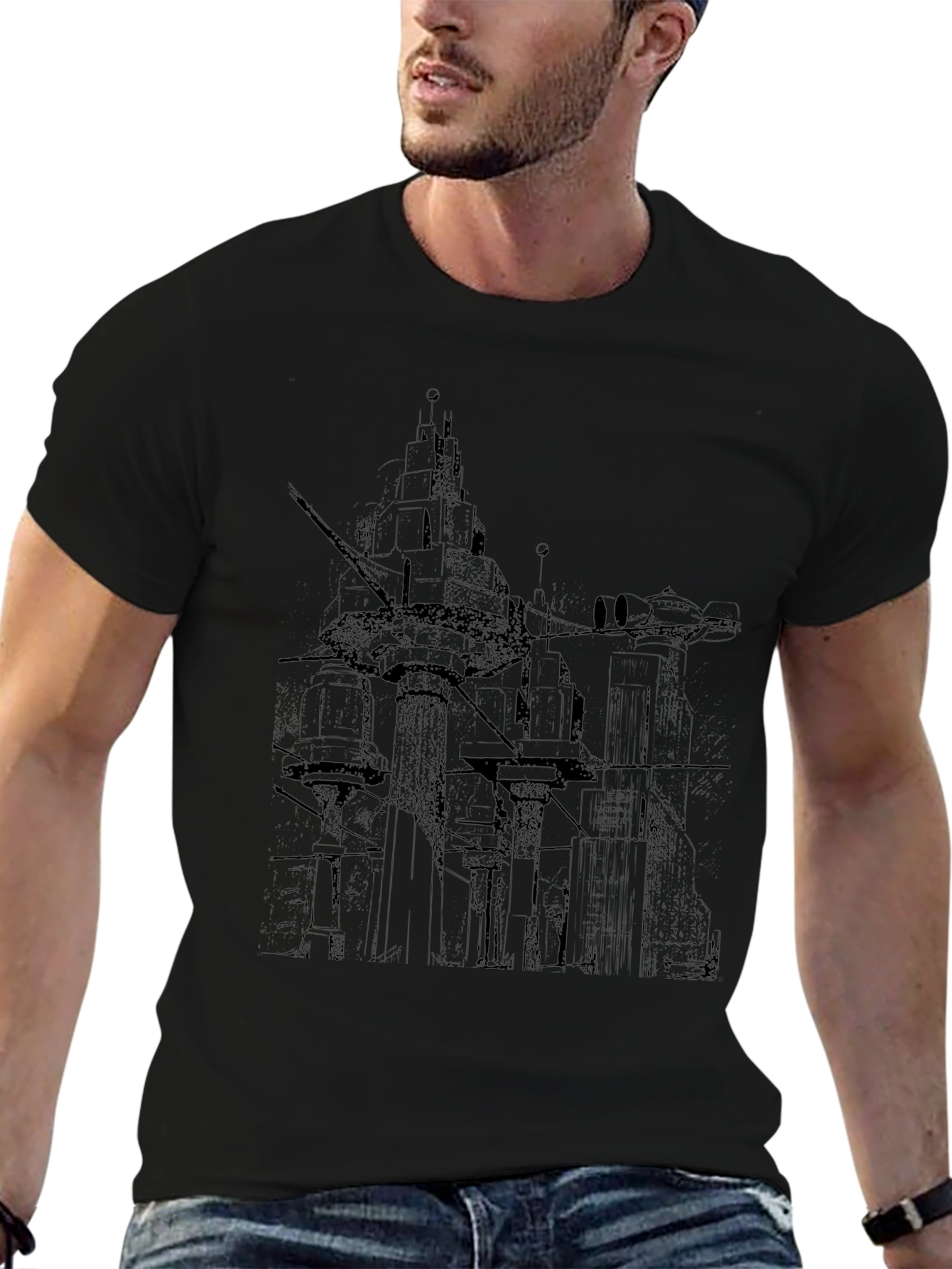 Abstract Cityscape Graphic Tee - Modern Style
