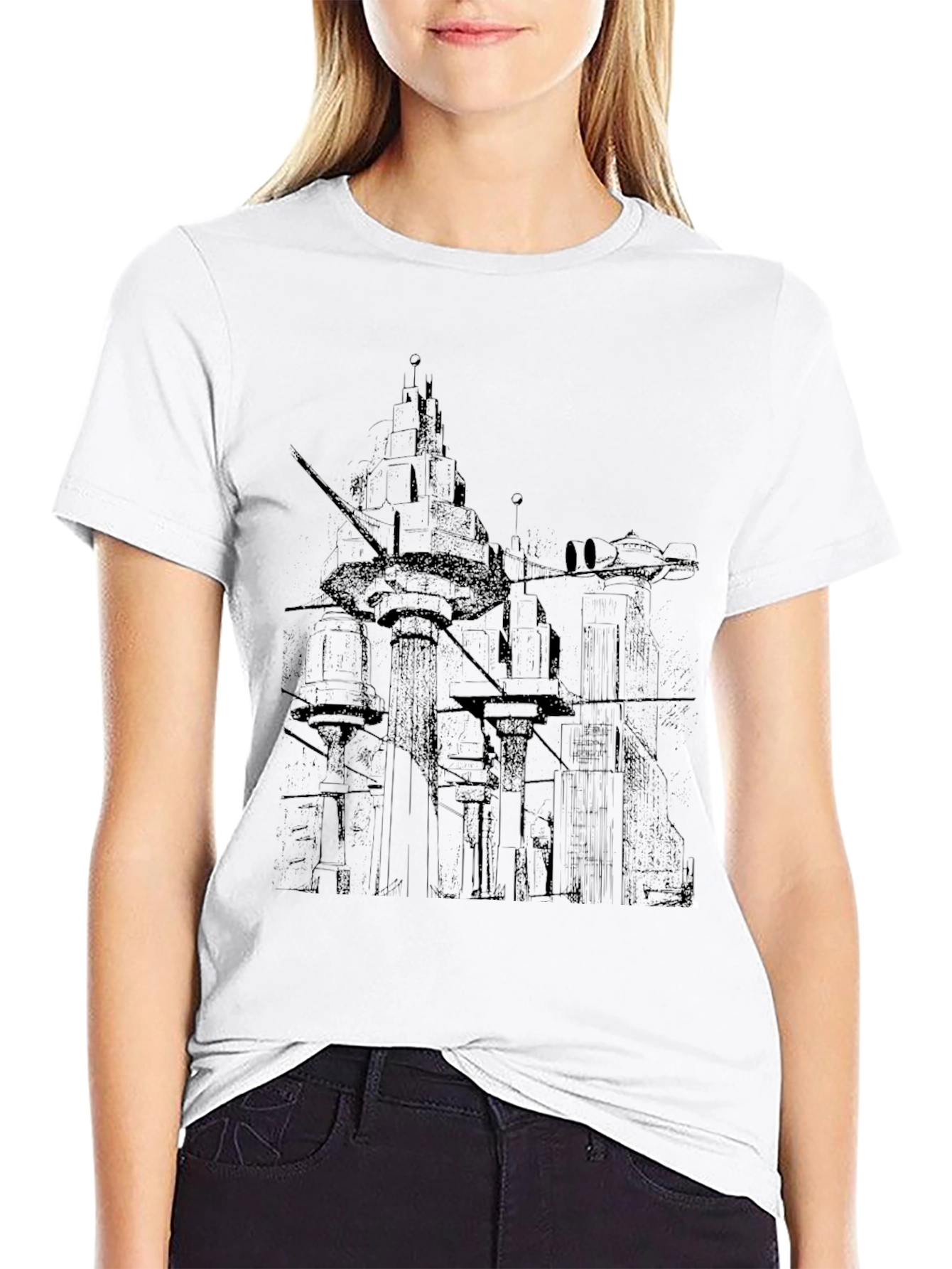 Abstract Cityscape Graphic Tee - Modern Style