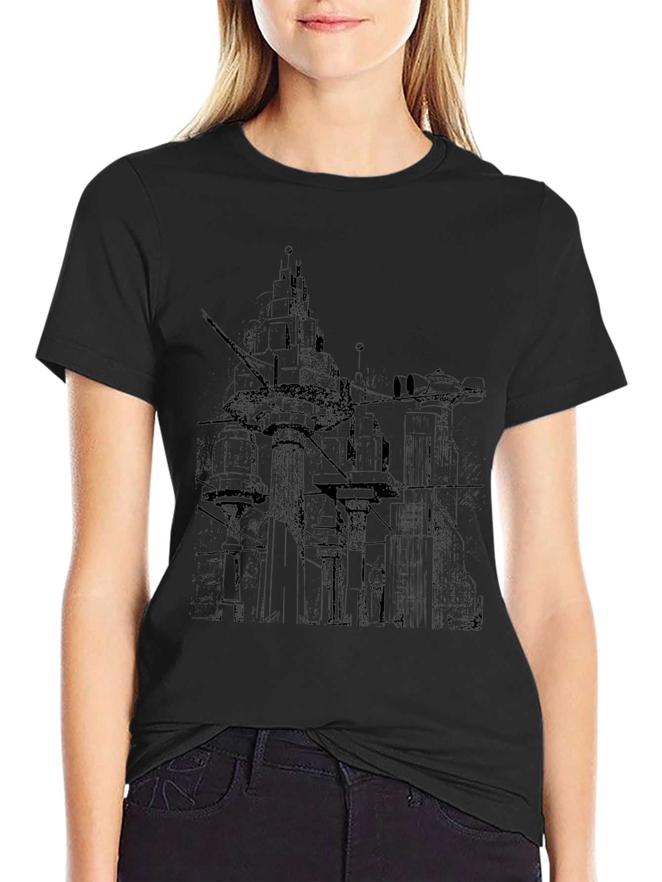Abstract Cityscape Graphic Tee - Modern Style