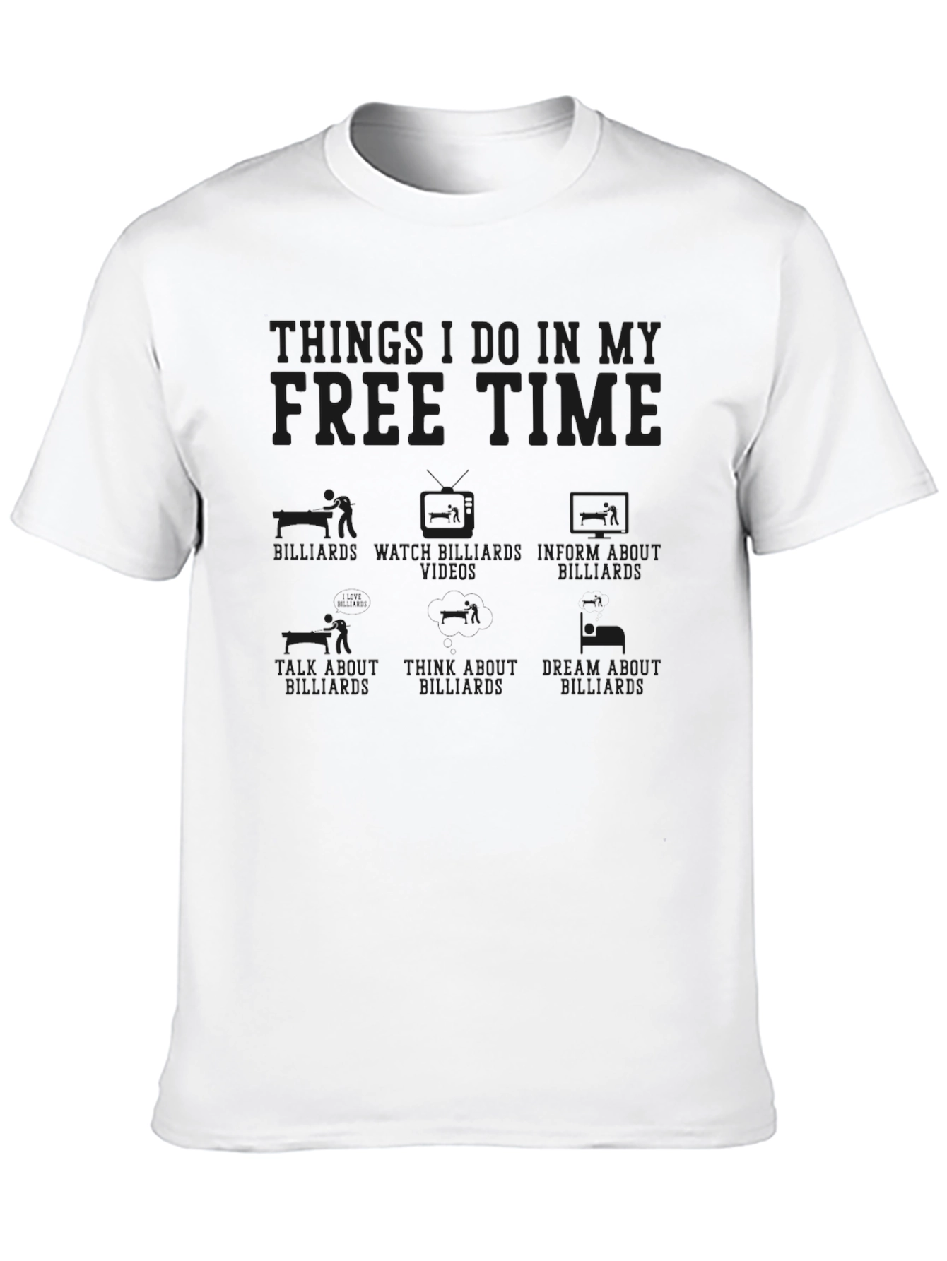 Billiards Free Time T-Shirt -  Black Graphic Tee