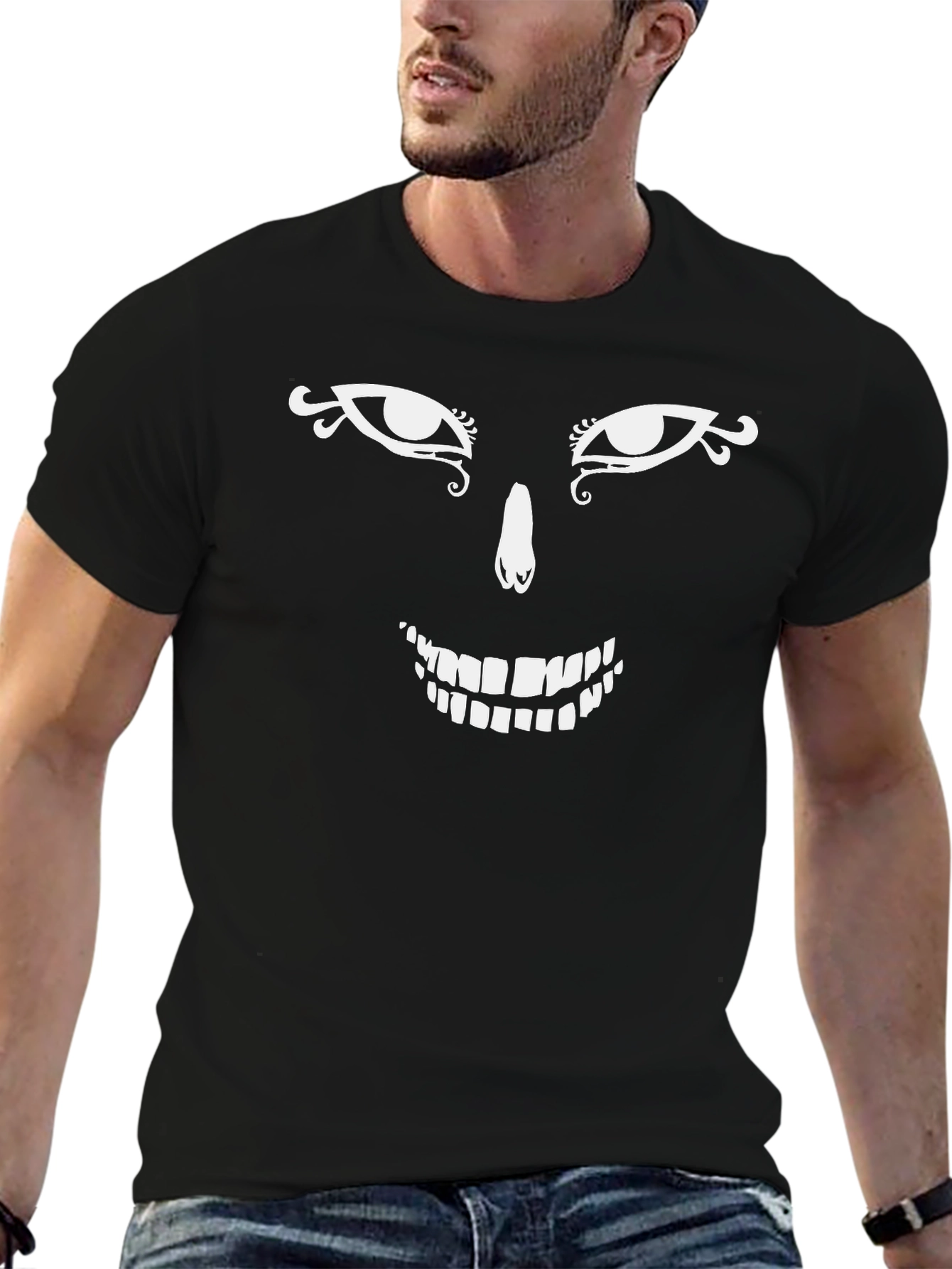Mens Graphic Tee: Funky Face Design