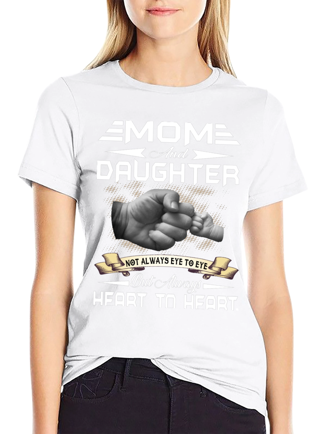 Mom and Daughter Heart to Heart Graphic T-Shirt
