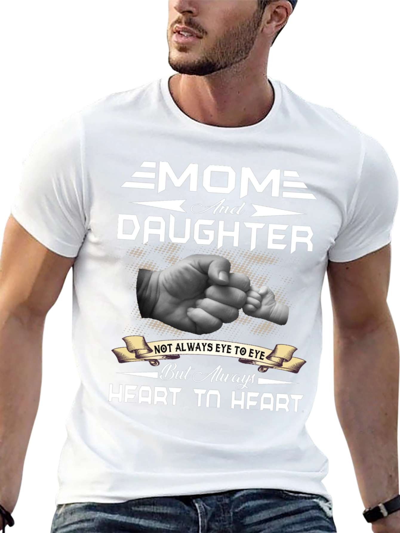 Mom and Daughter Heart to Heart Graphic T-Shirt