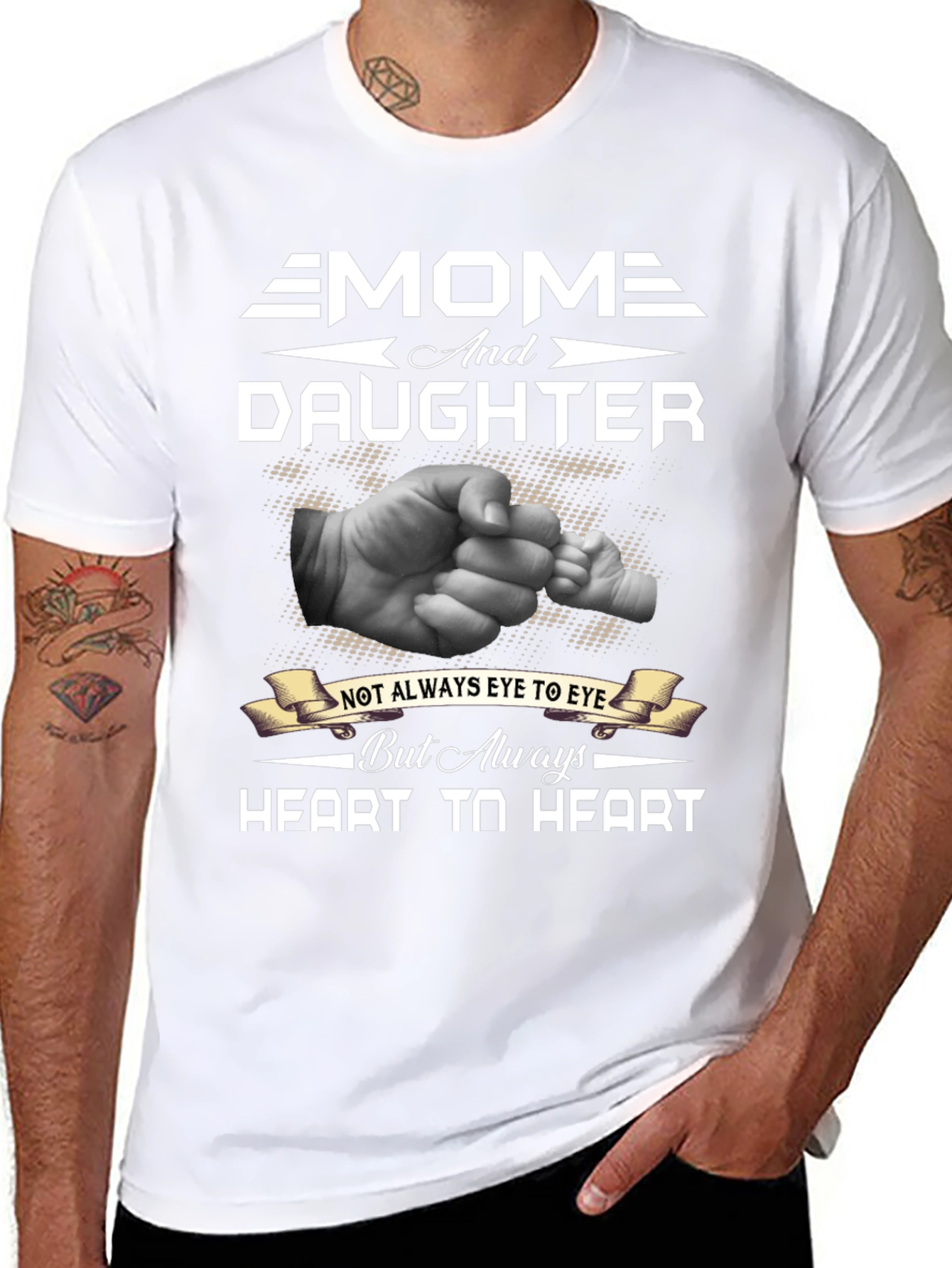 Mom and Daughter Heart to Heart Graphic T-Shirt