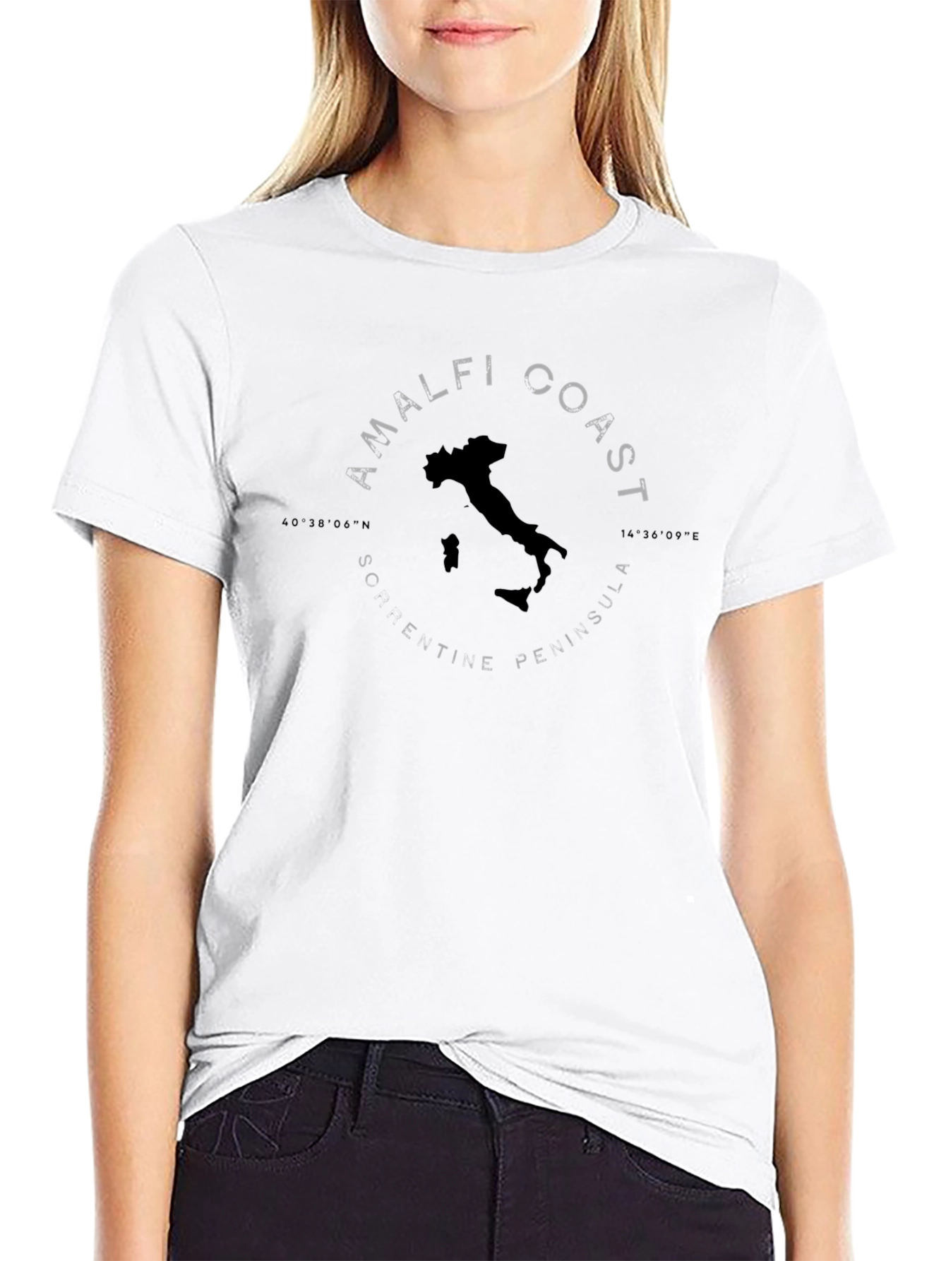 Amalfi Coast Italy Mens Black Graphic T-Shirt